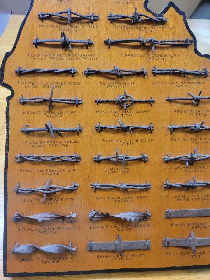 Late 19th Century American Barbed Wire Patent Display Board (Idaho Form), Wood and Steel thumbnail 4