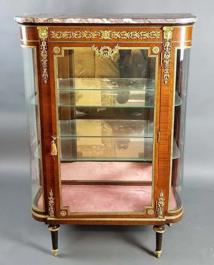 French Louis XVI Style Gilt Bronze Mounted Mahogany Vitrine thumbnail