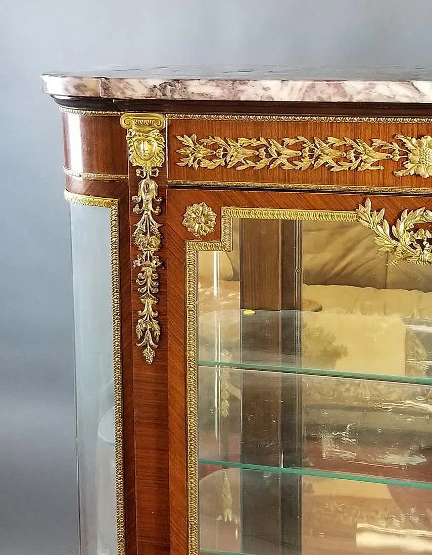 French Louis XVI Style Gilt Bronze Mounted Mahogany Vitrine thumbnail 2