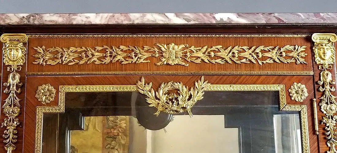 French Louis XVI Style Gilt Bronze Mounted Mahogany Vitrine thumbnail 3