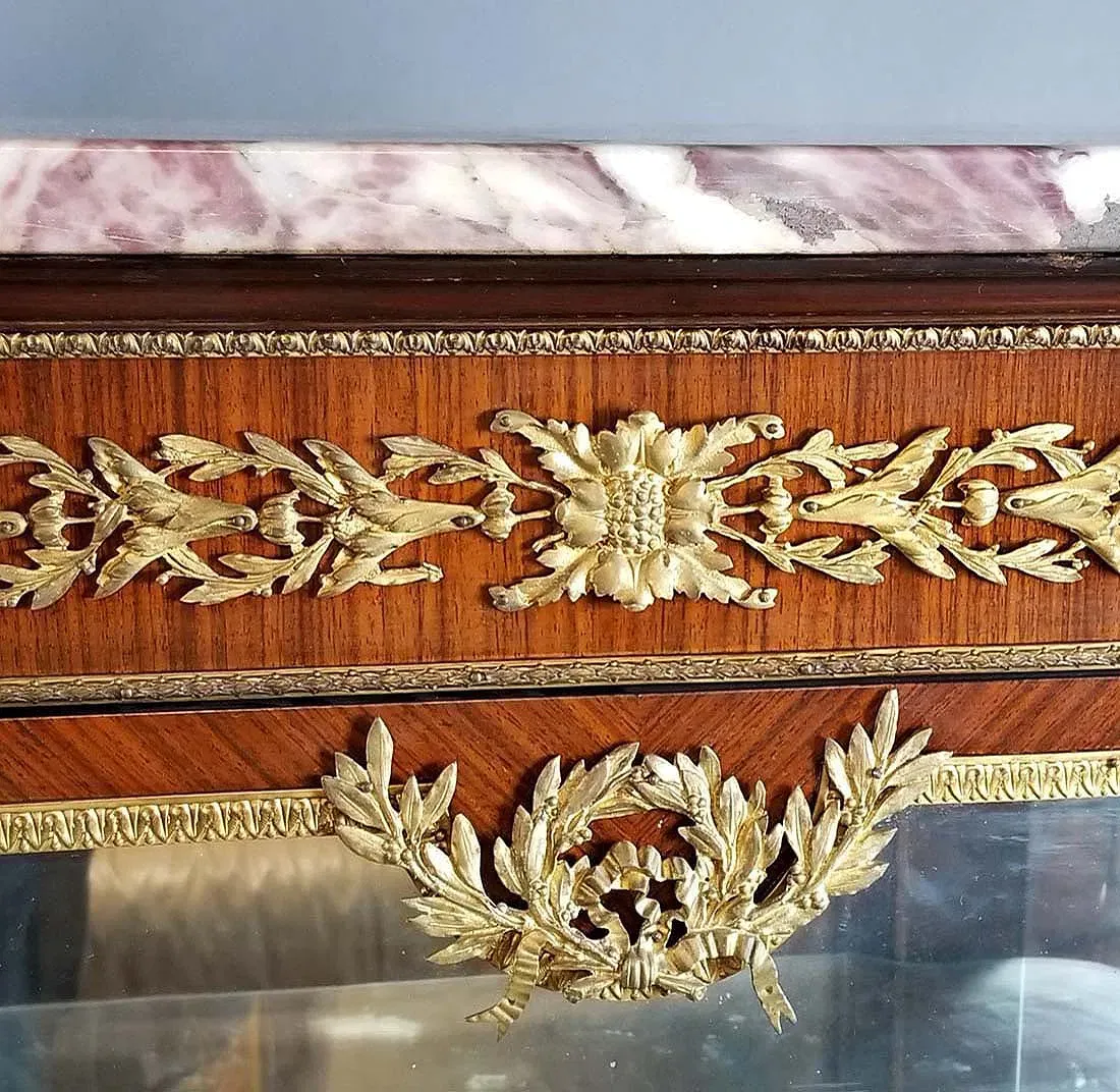 French Louis XVI Style Gilt Bronze Mounted Mahogany Vitrine thumbnail 8