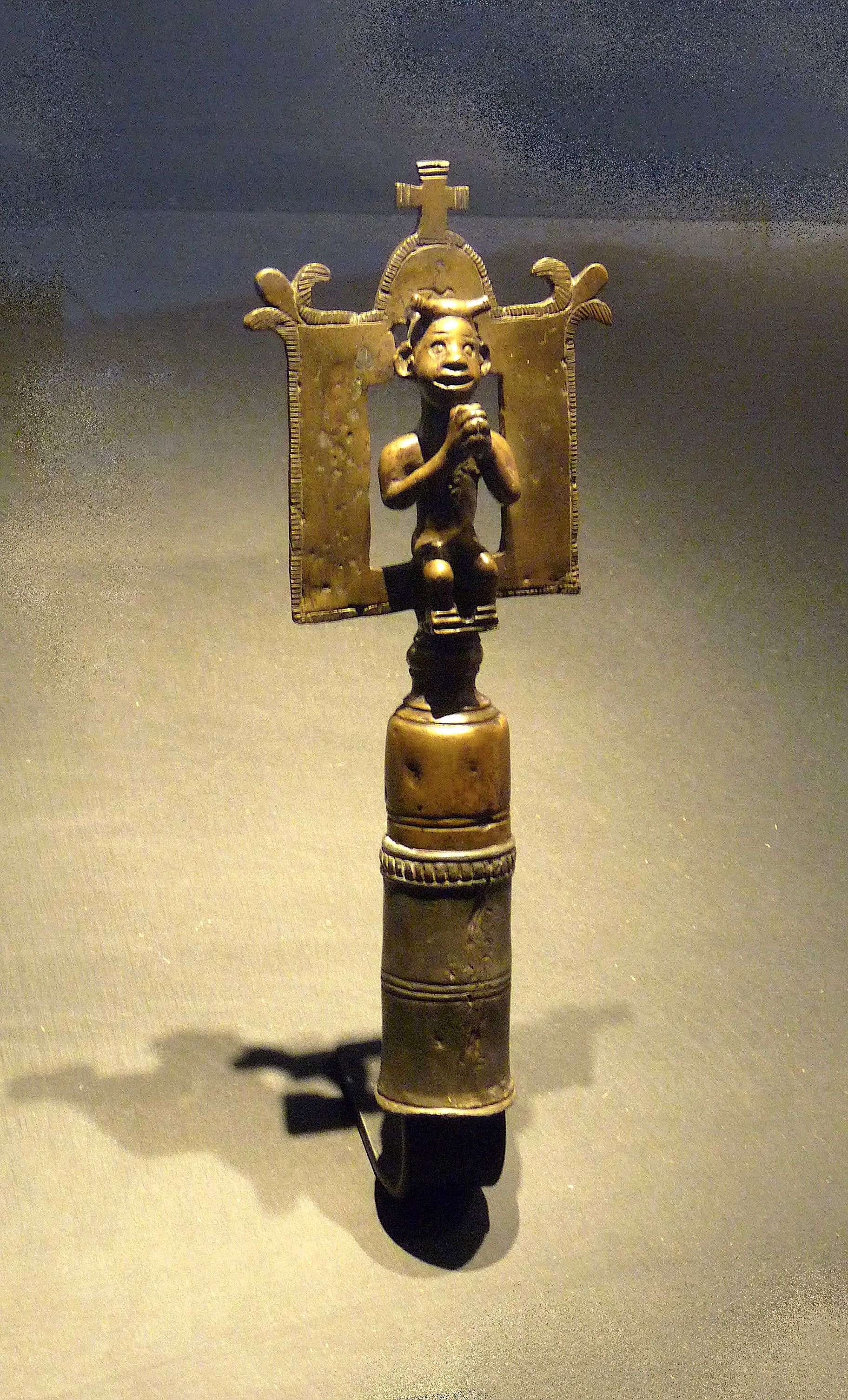 Akan Goldweight Staff Finial (Africa, Brass)