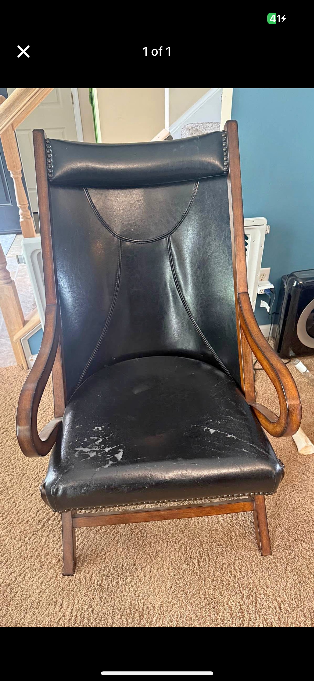 Mid-Century Modern Walnut and Leather Chair