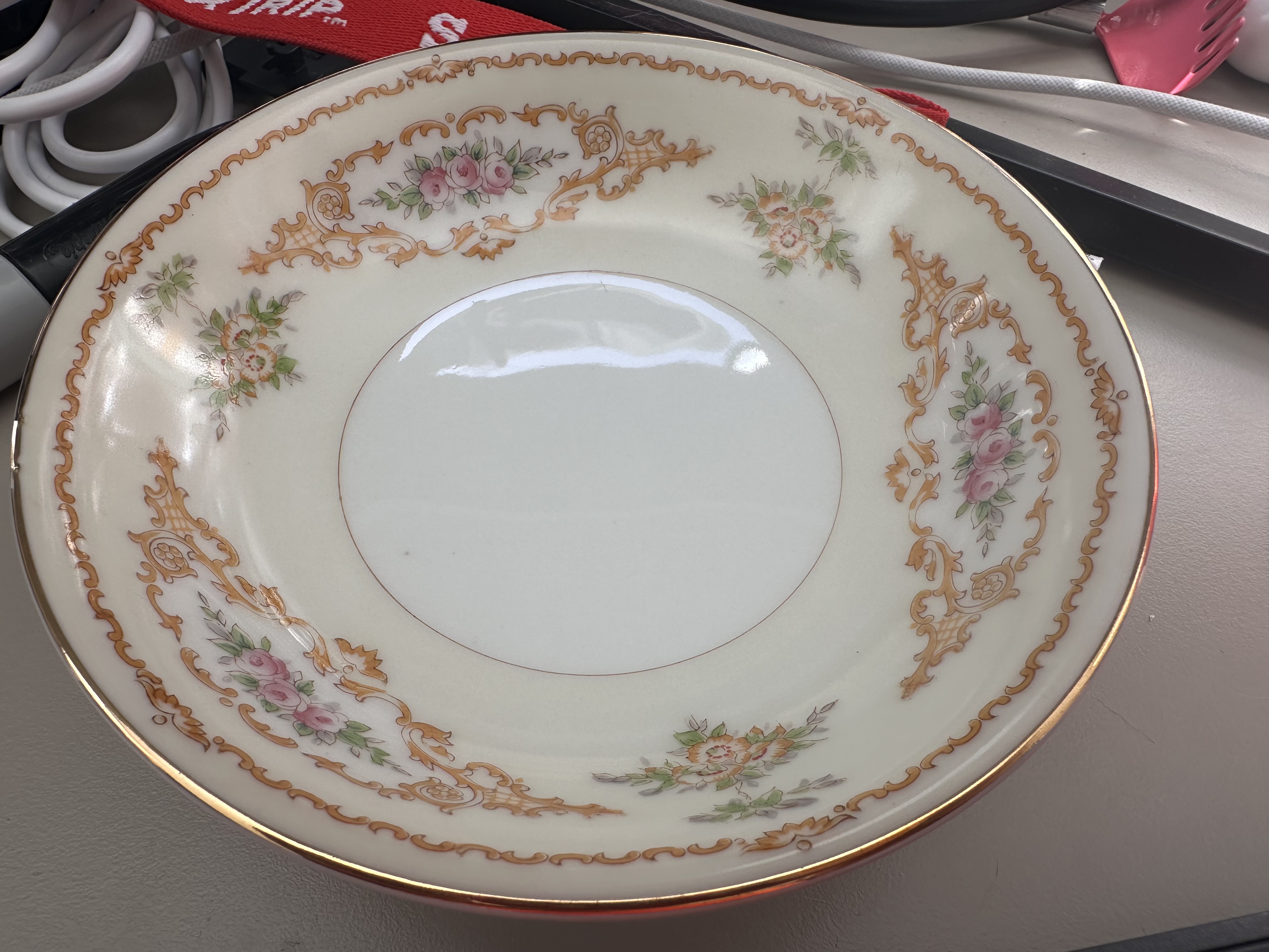American Victorian Period Porcelain Floral Charger Plate