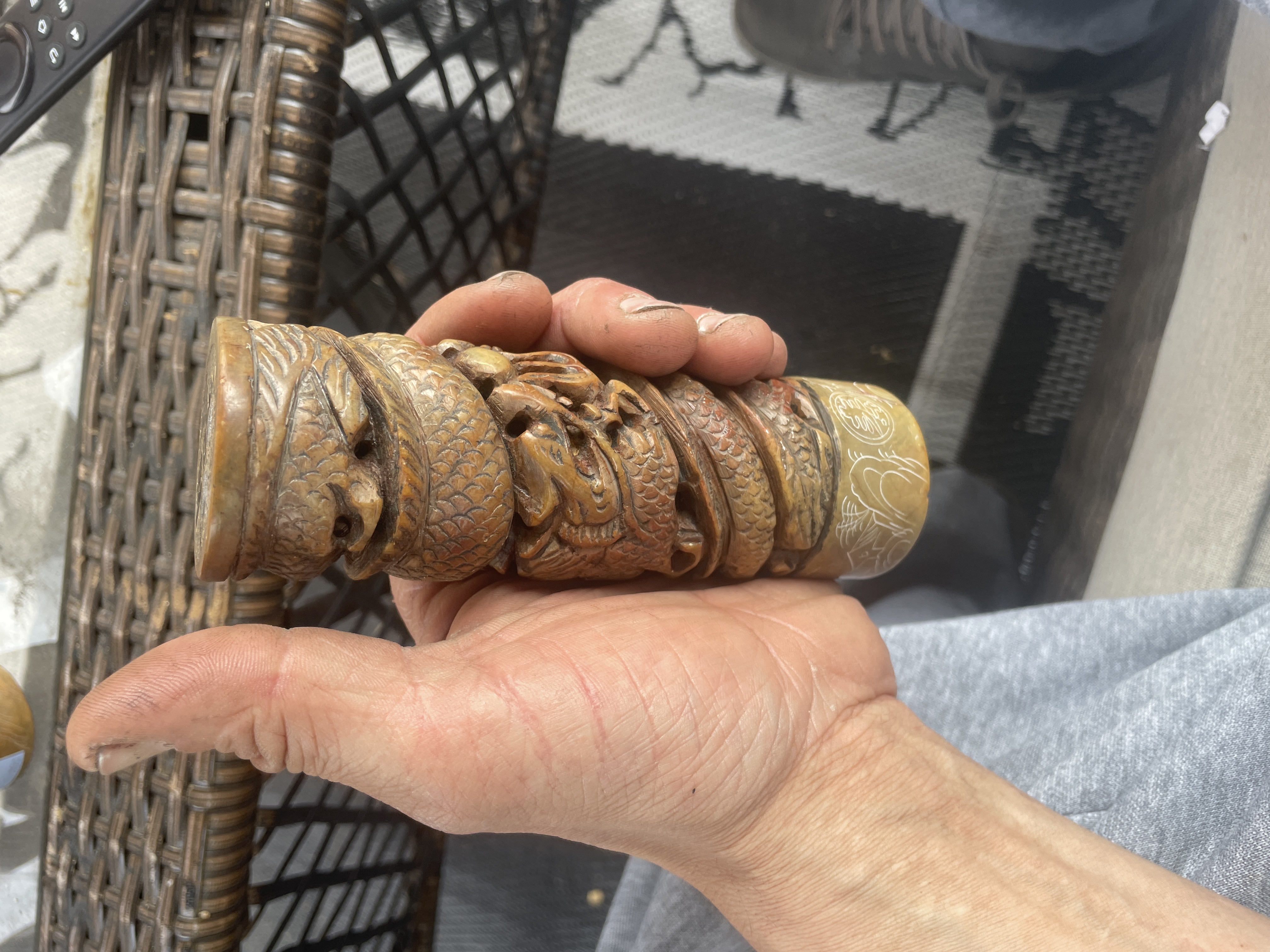Chinese Carved Shoushan Stone Dragon Seal