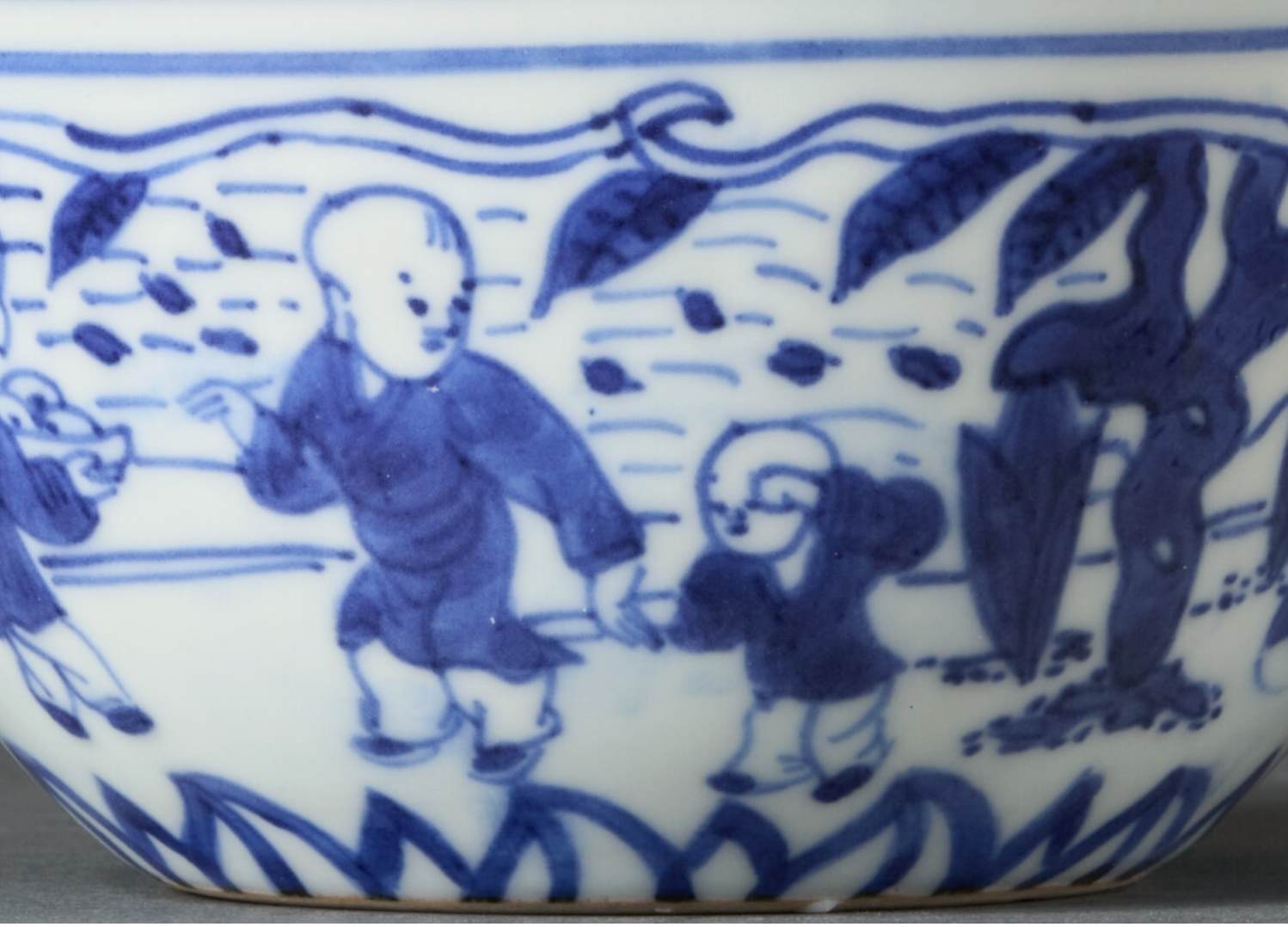 Chinese Ming Dynasty Jiajing Period Blue and White 'Hundred Boys' Porcelain Bowl thumbnail 2
