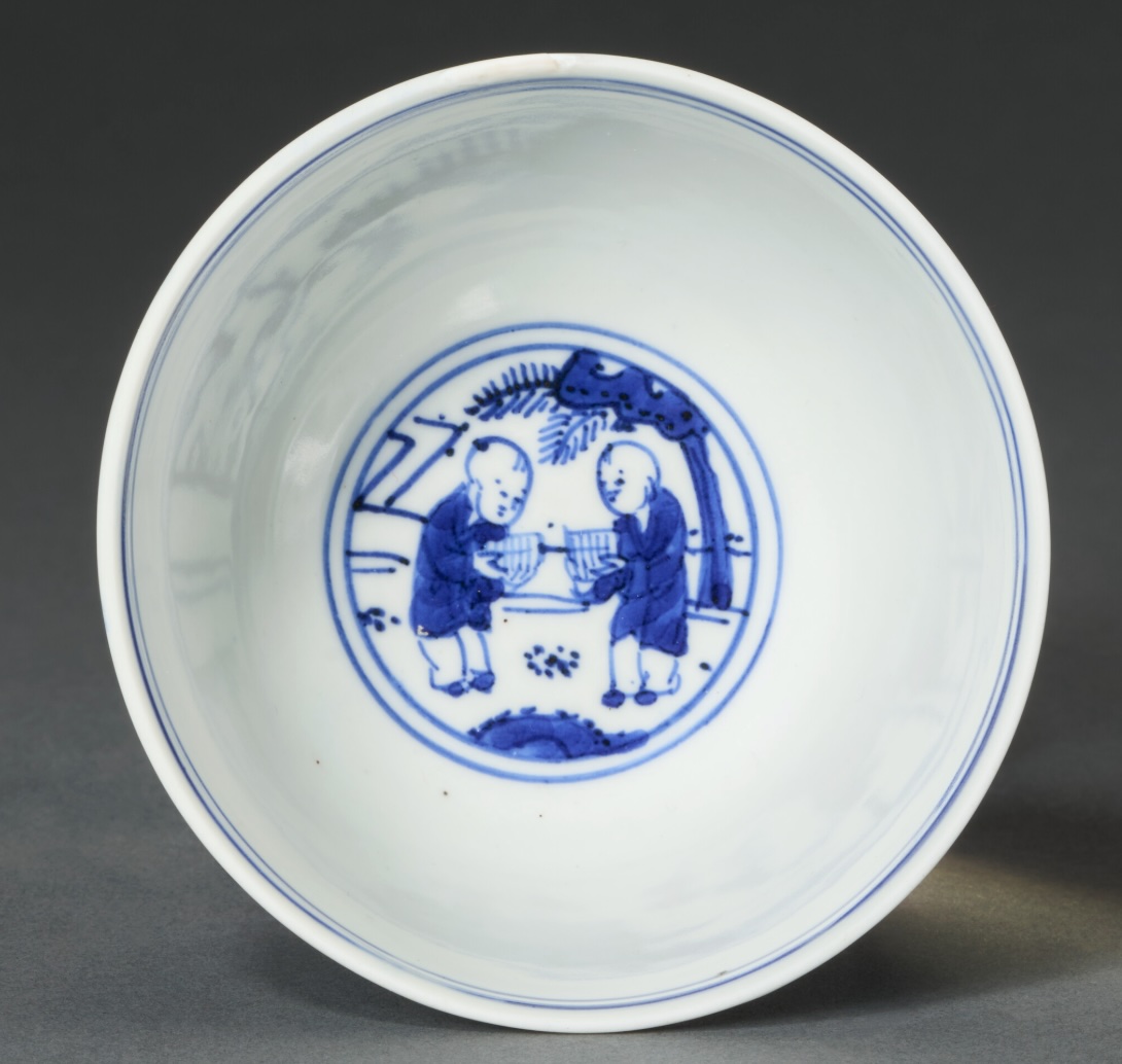 Chinese Ming Dynasty Jiajing Period Blue and White 'Hundred Boys' Porcelain Bowl thumbnail 6