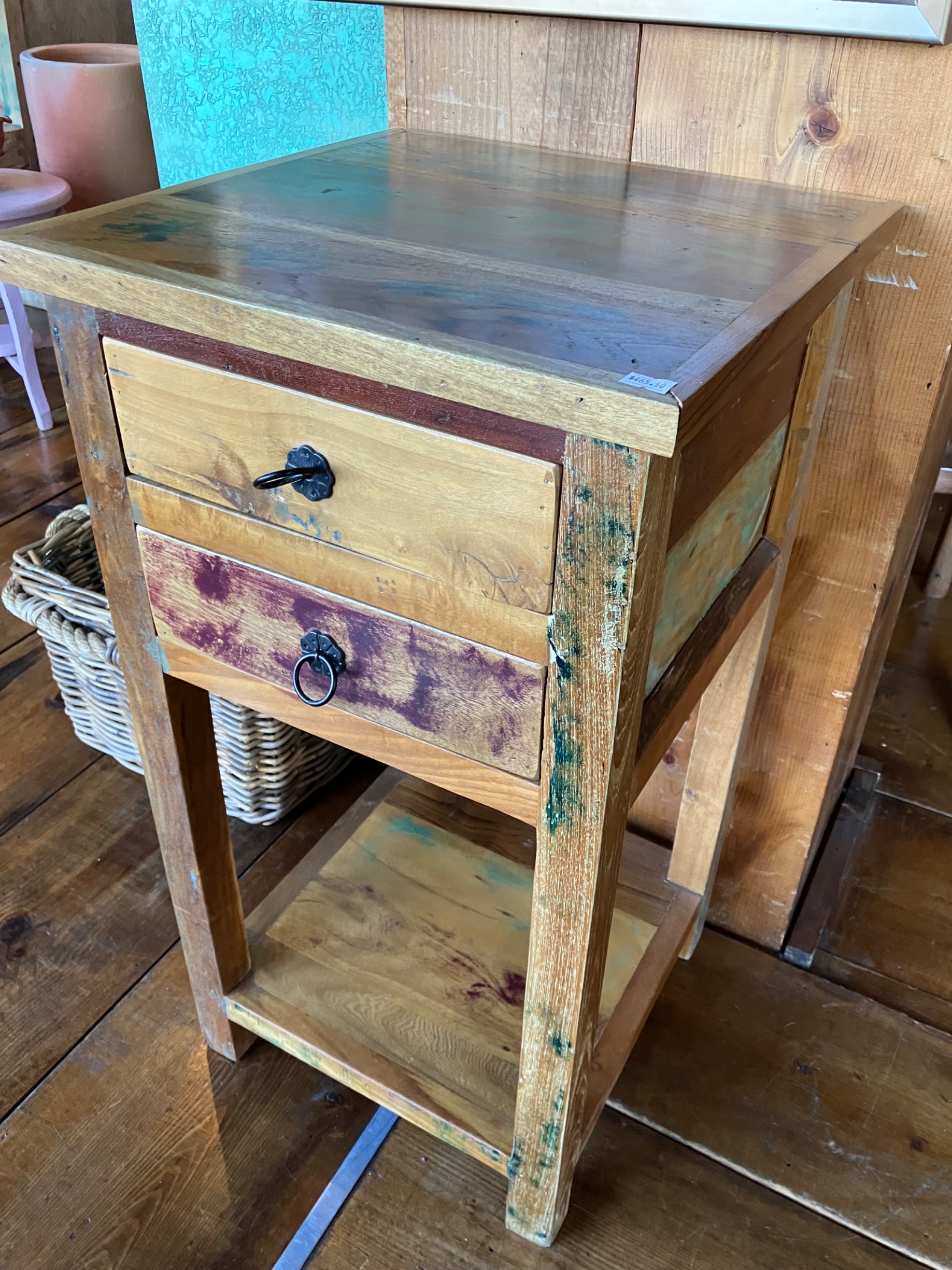 Rustic Reclaimed Wood Side Table