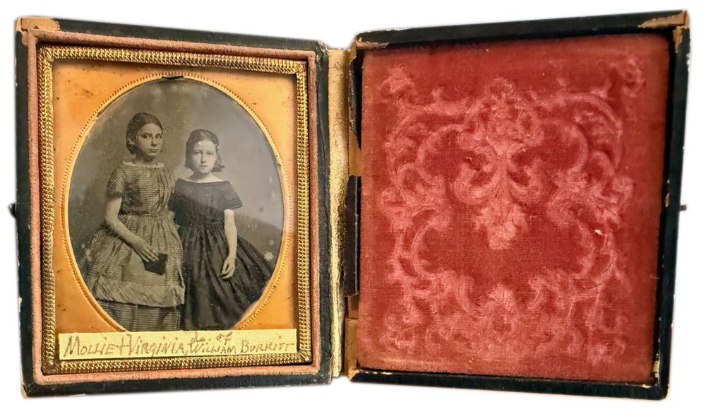American Folk Art Oil Portrait of Mollie and Virginia Burkitt, circa 1858 thumbnail 4