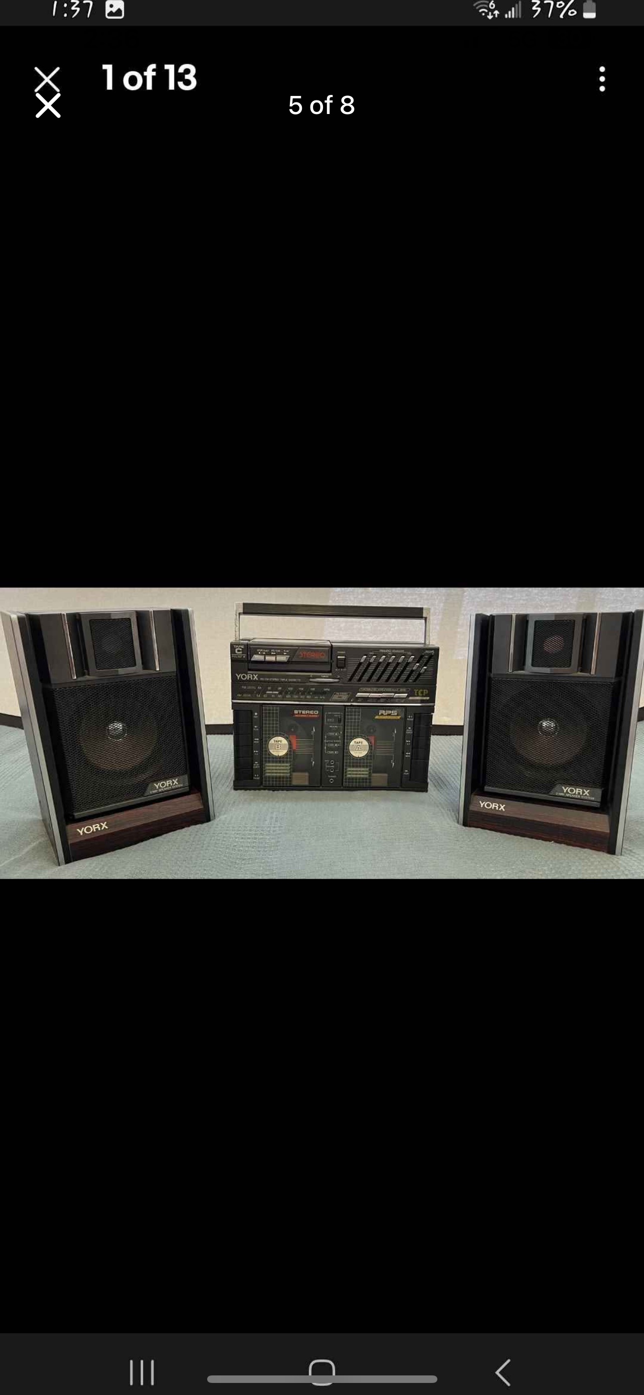 1980s Yorx Stereo Boombox with Speakers