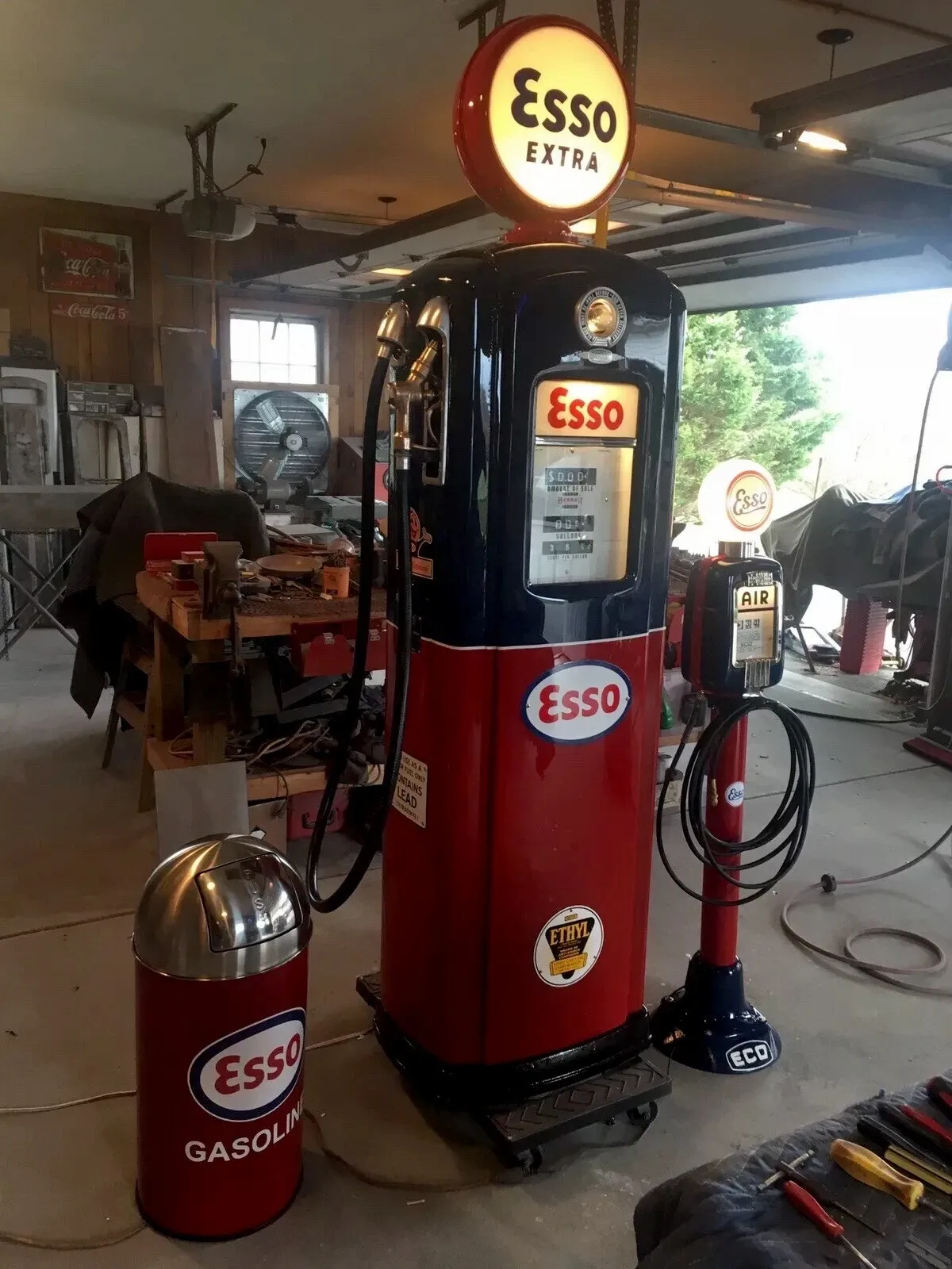 Restored Vintage Eco Tireflator Air Meter in Esso Livery