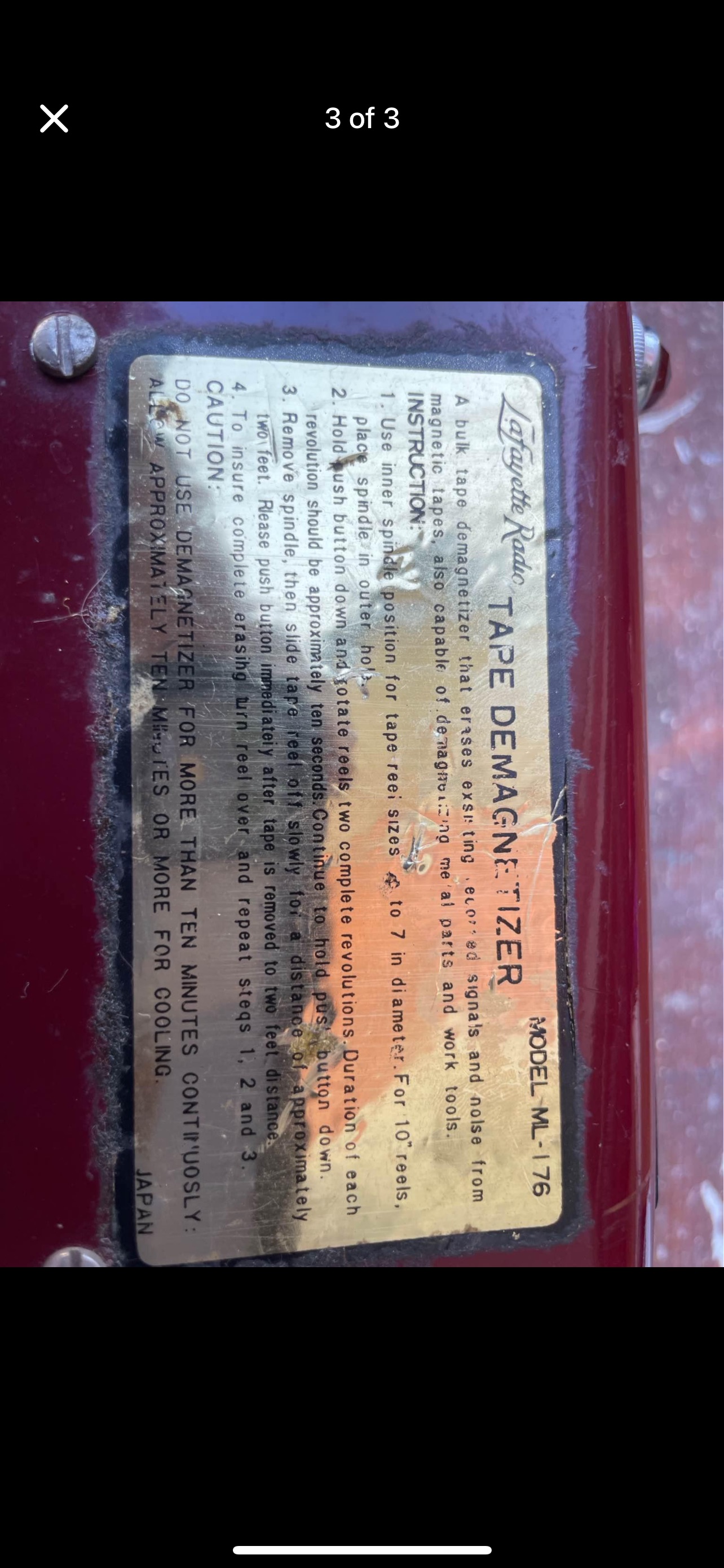 Lafayette Radio Tape Demagnetizer Model ML-176