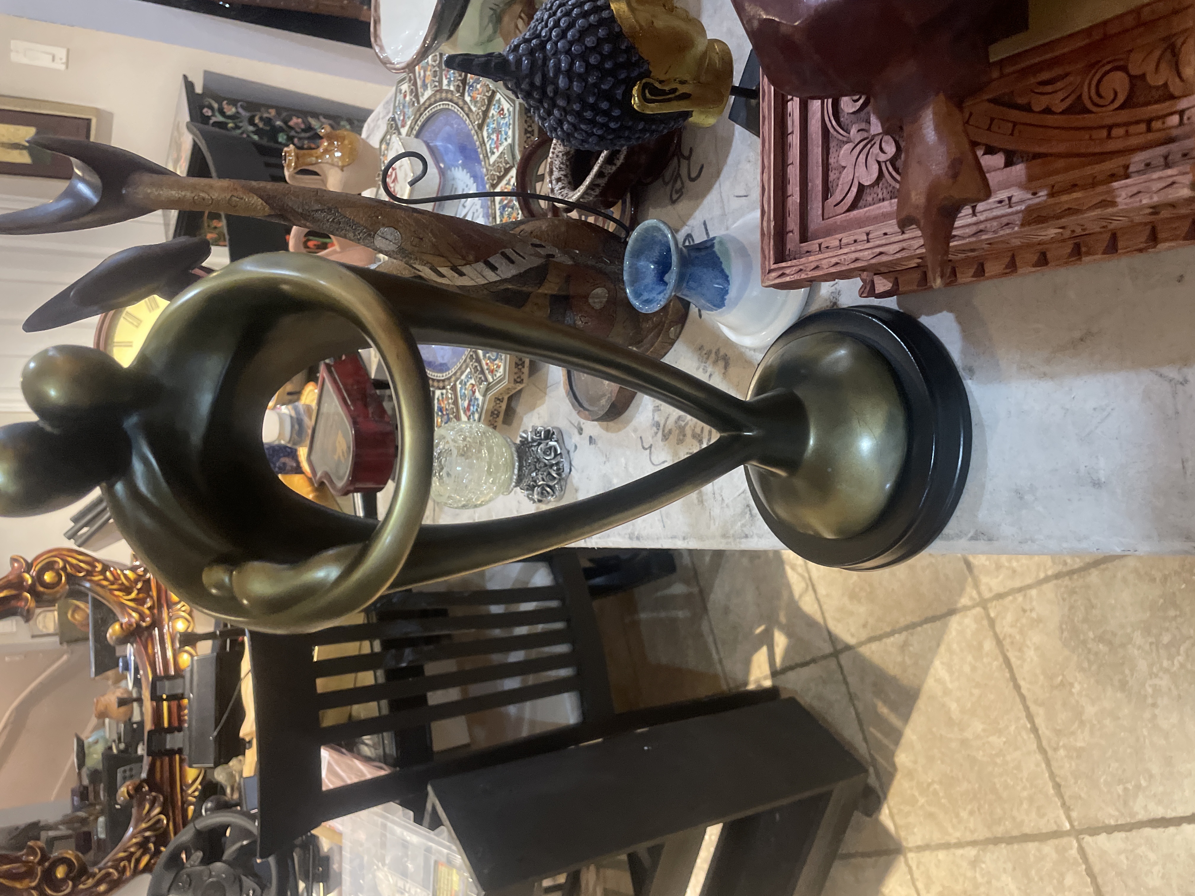 Contemporary Bronze-Finish Abstract Family Sculpture