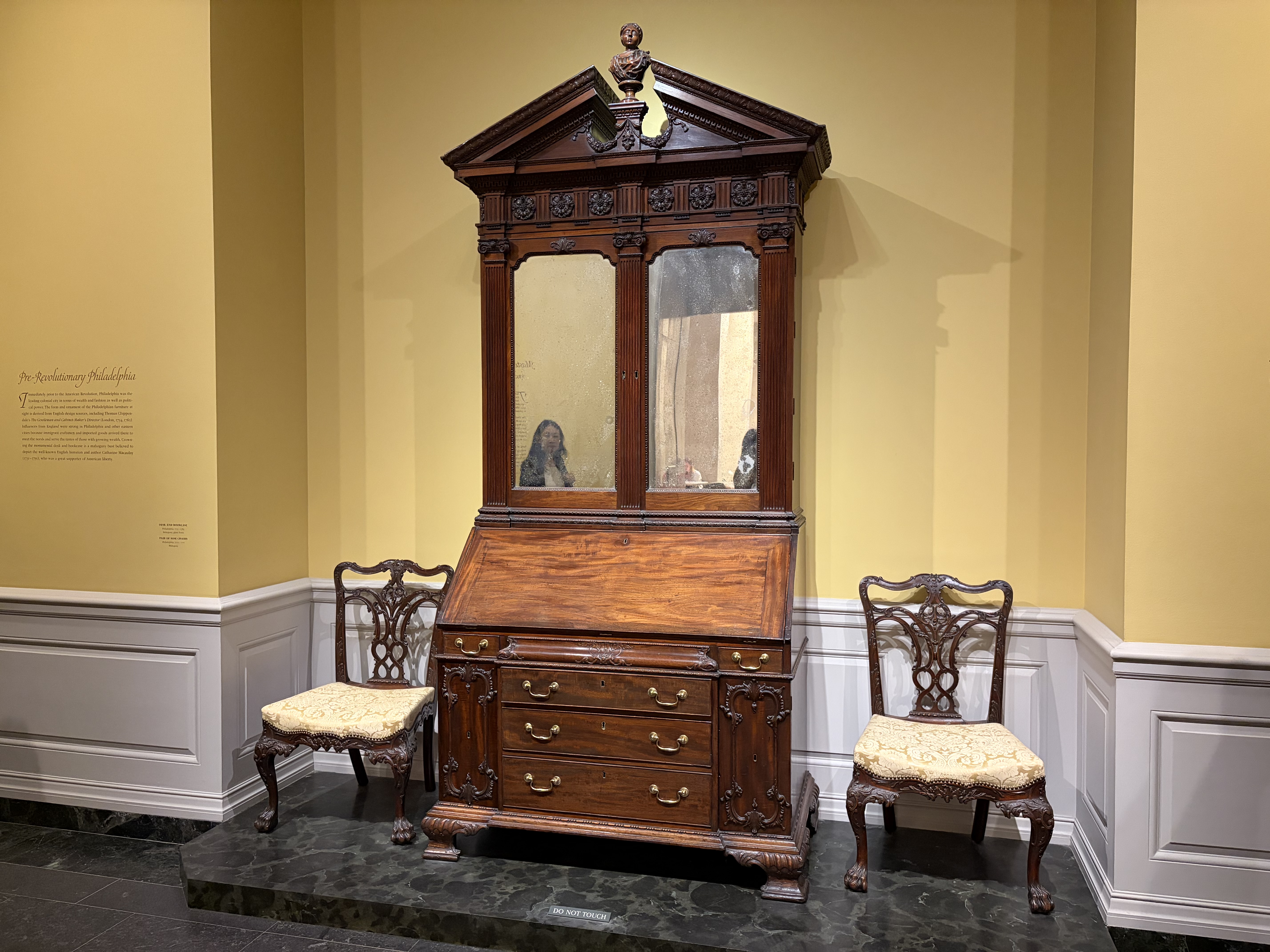 American Chippendale Period Mahogany Desk and Bookcase