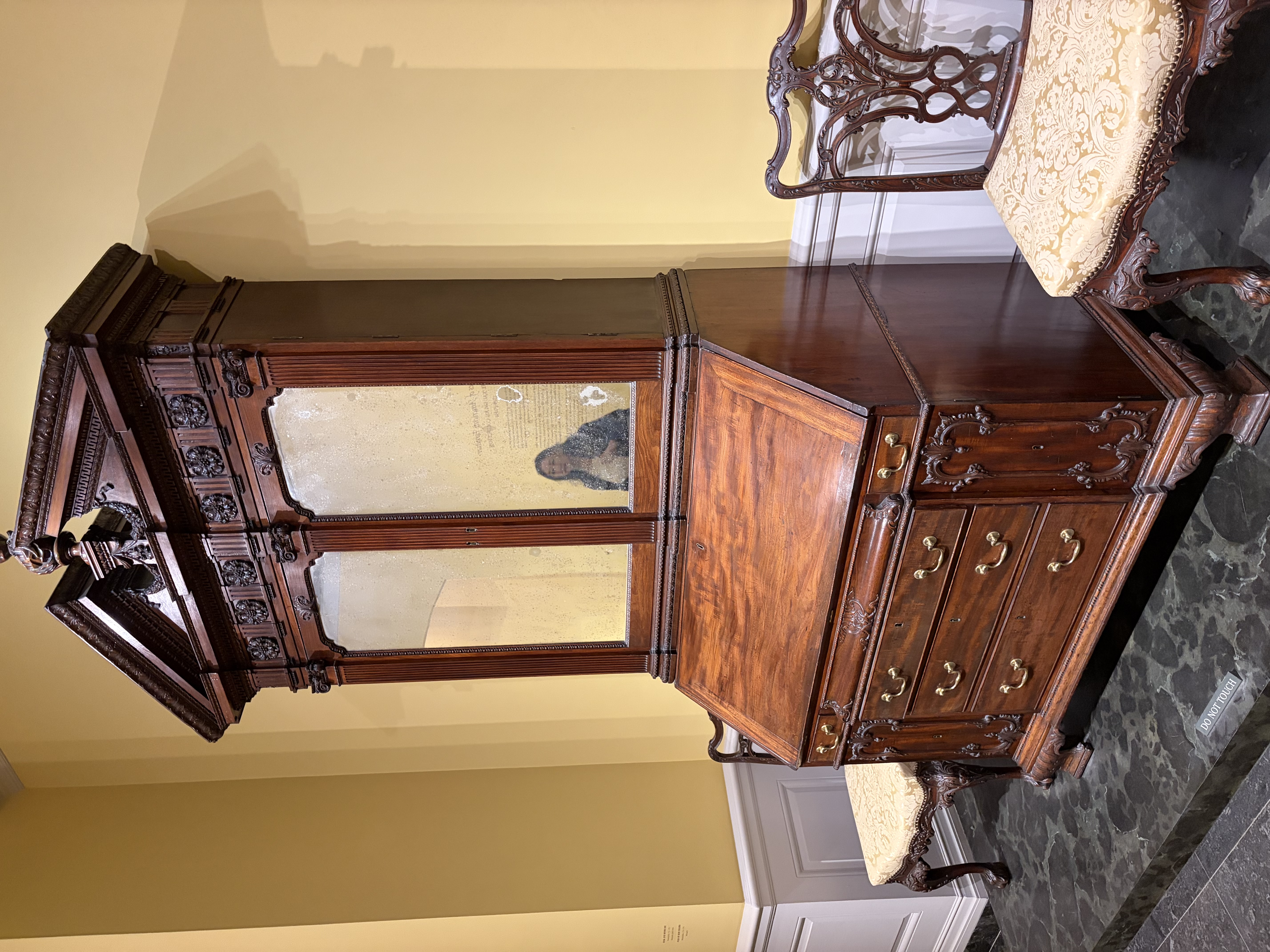 American Chippendale Period Mahogany Desk and Bookcase thumbnail 3