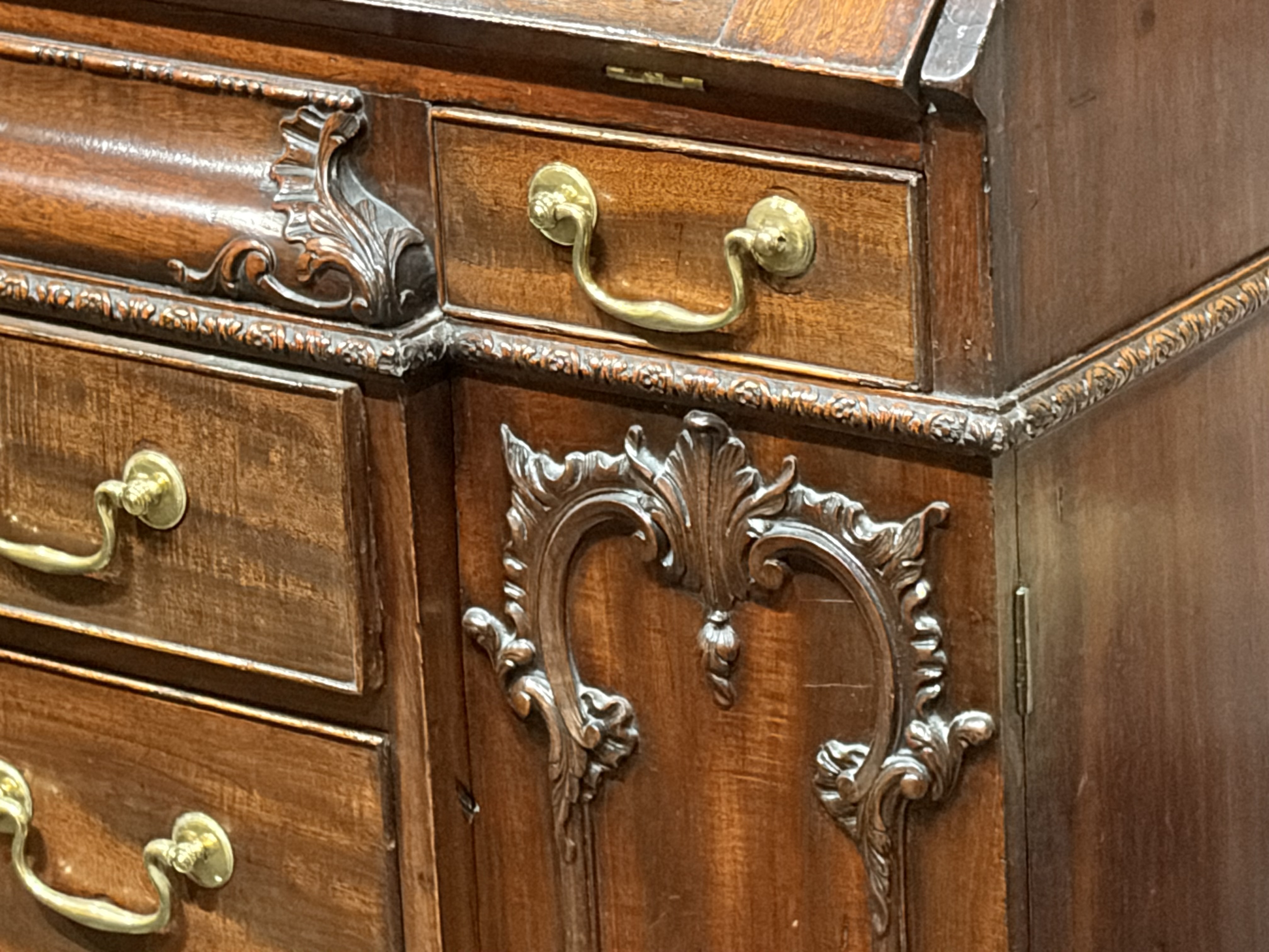 American Chippendale Period Mahogany Desk and Bookcase thumbnail 4