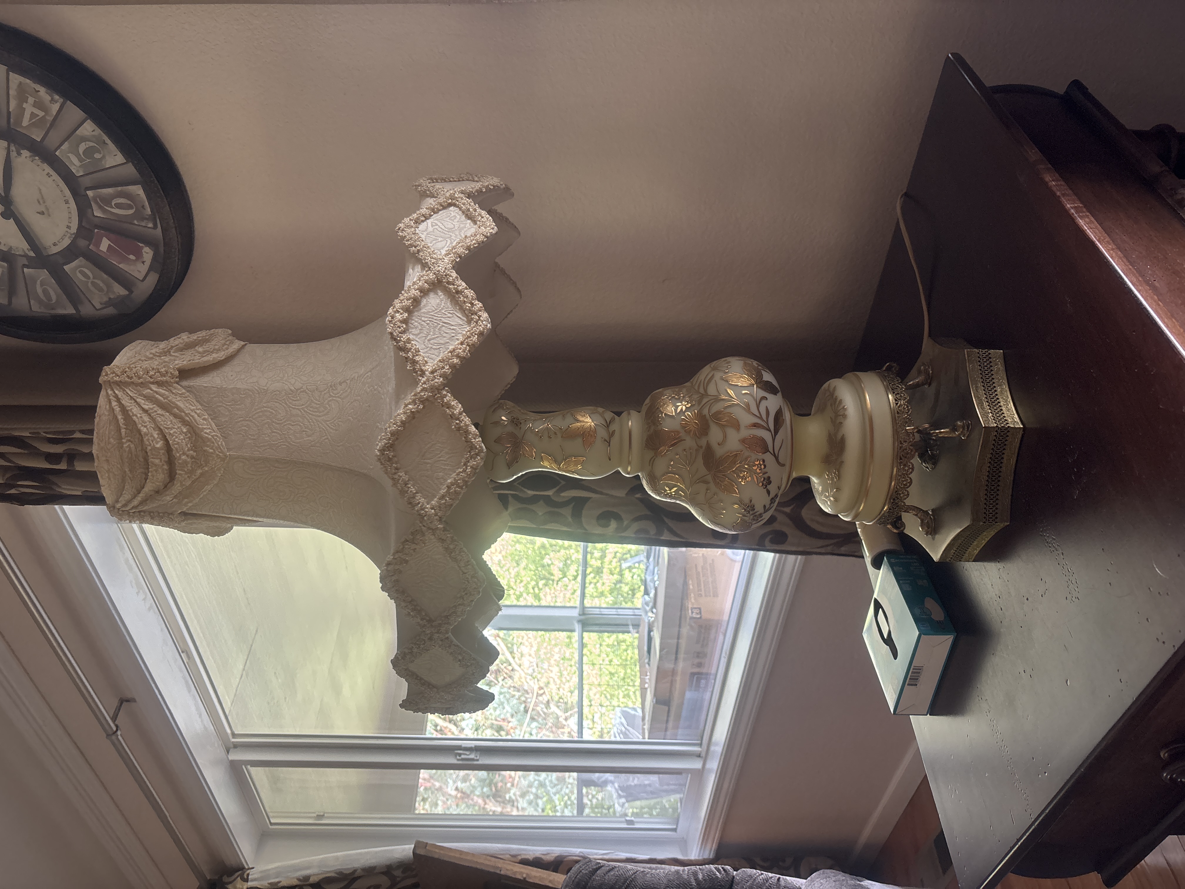 Victorian Revival Gilt and Glass Table Lamp