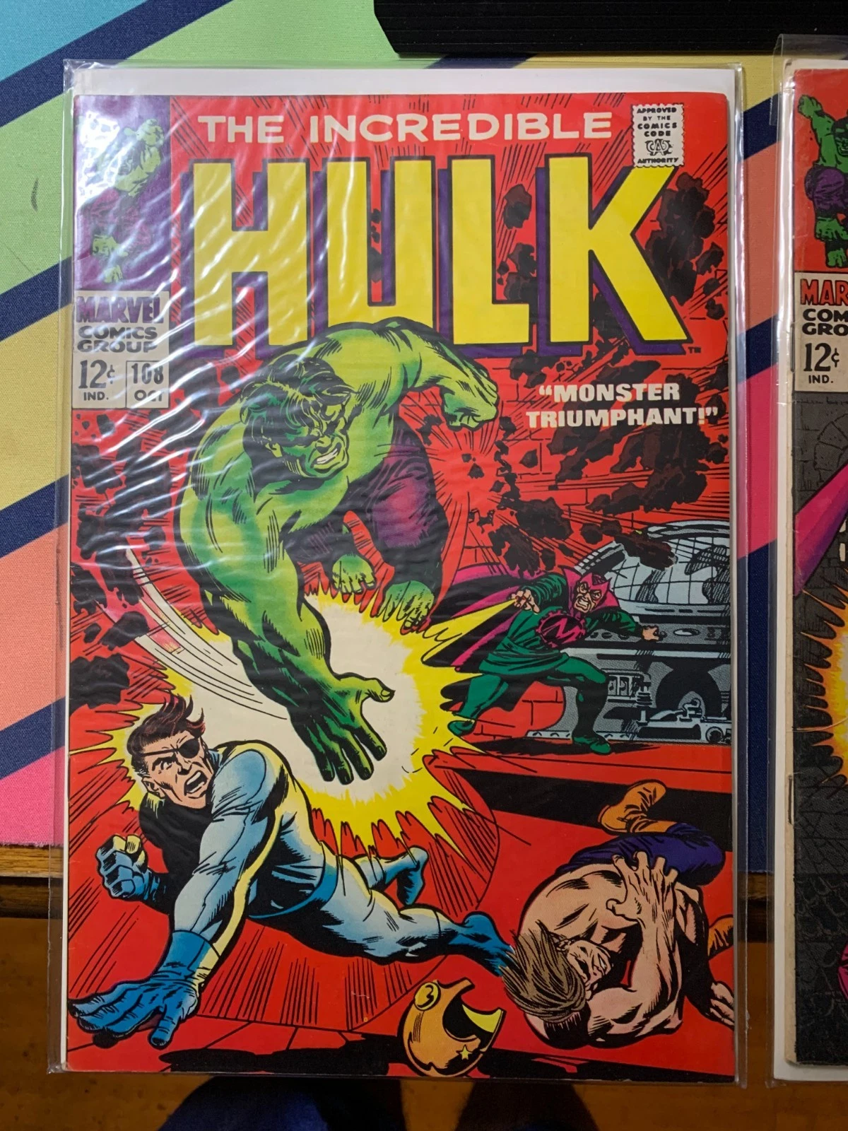 Silver Age Marvel Comics The Incredible Hulk Group of 10 Comic Books (#106-117, incomplete run) thumbnail 9