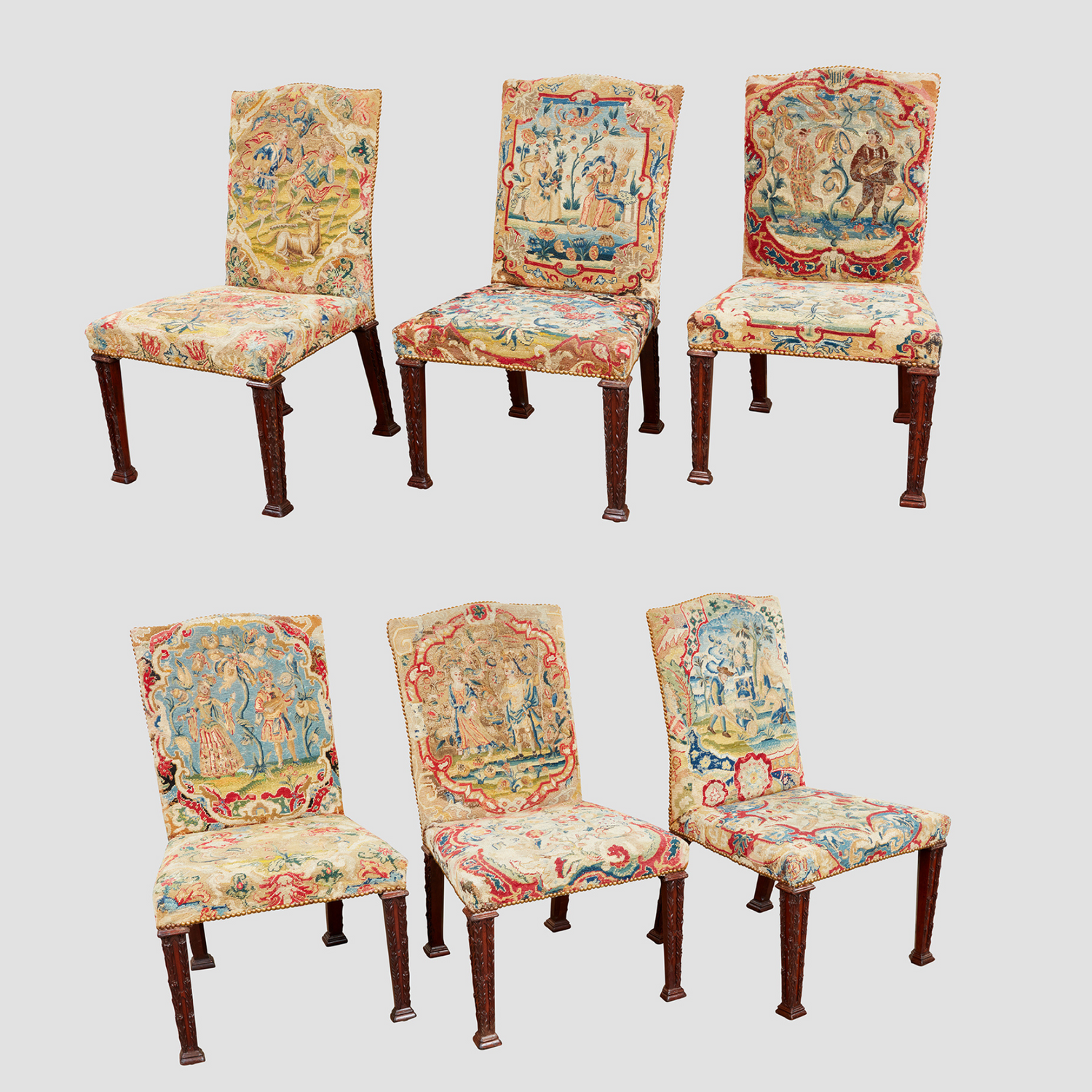 Set of Six Needlepoint Covered Side Chairs thumbnail 2