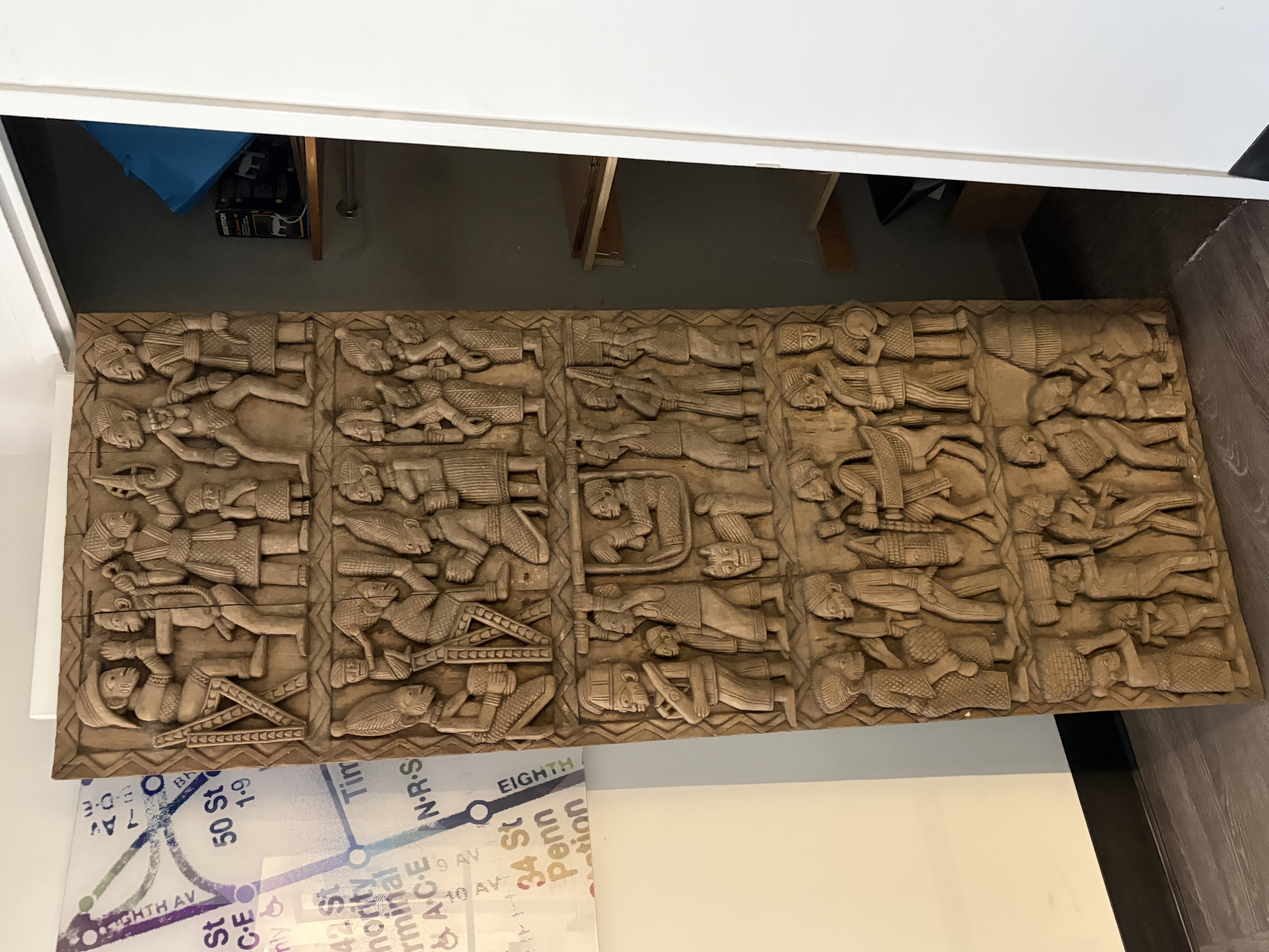 Yoruba Style Carved Wood Door Panel