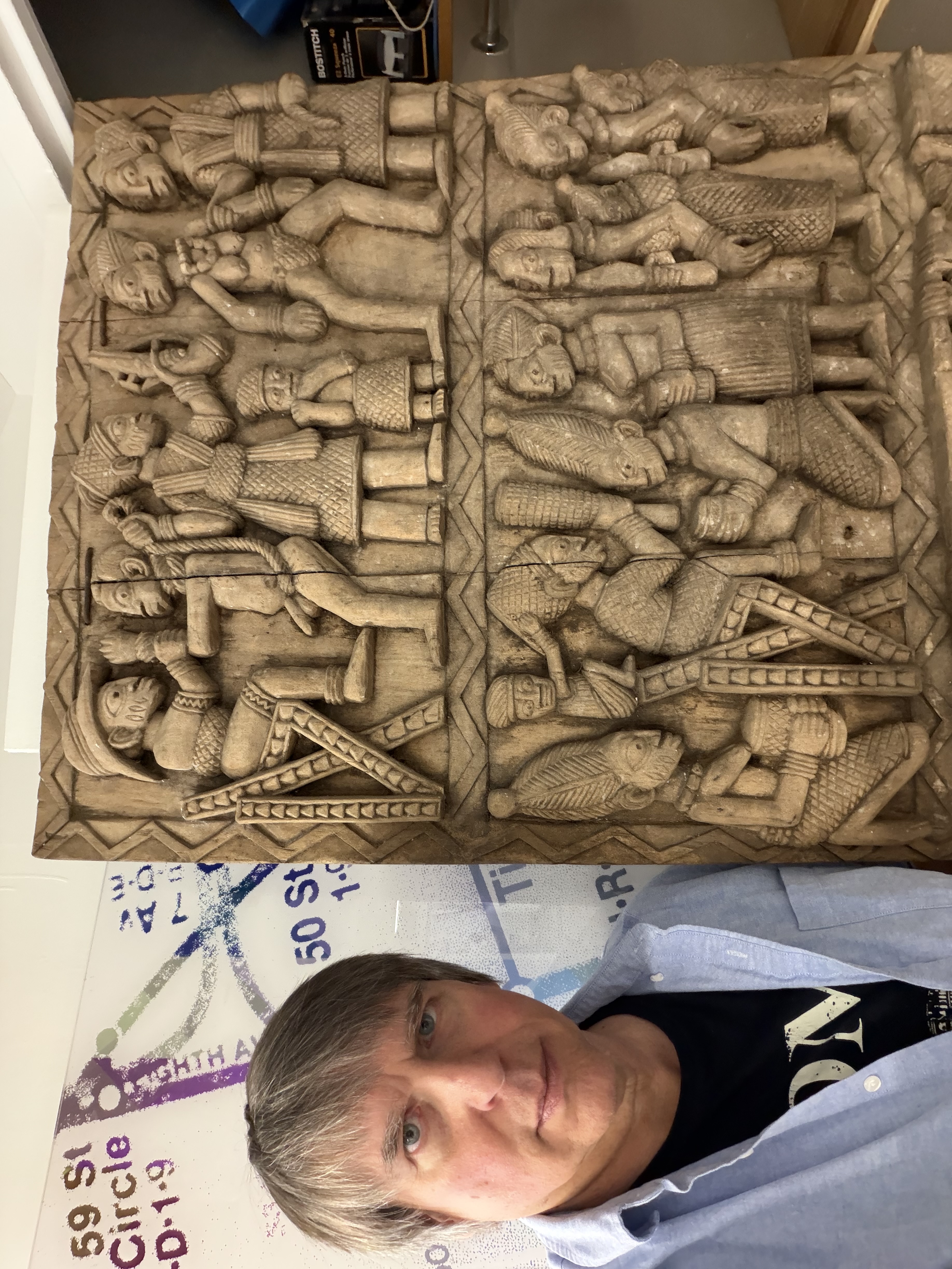 Yoruba Style Carved Wood Door Panel thumbnail 3