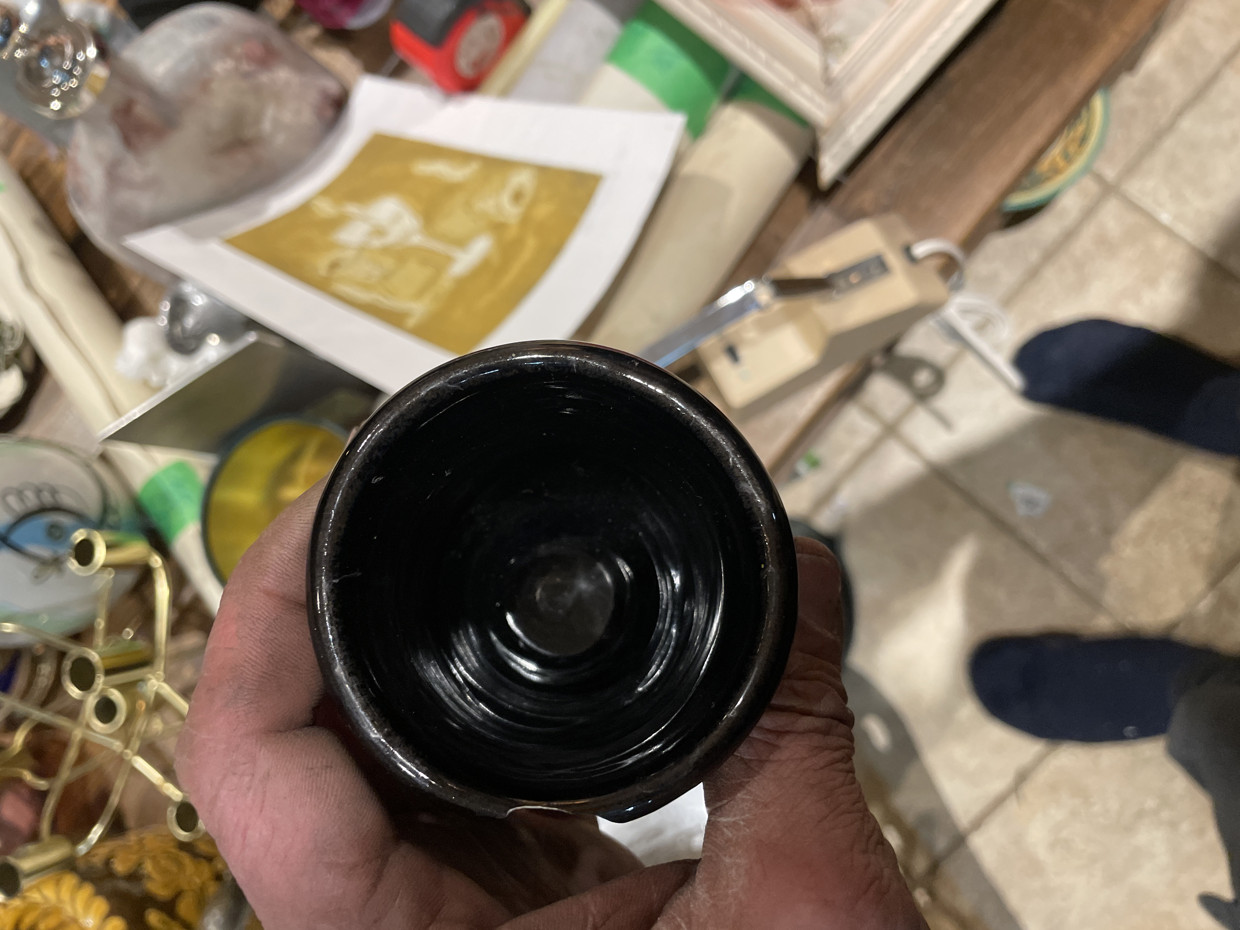 American Mid-Century Modern Black Glazed Pottery Cup