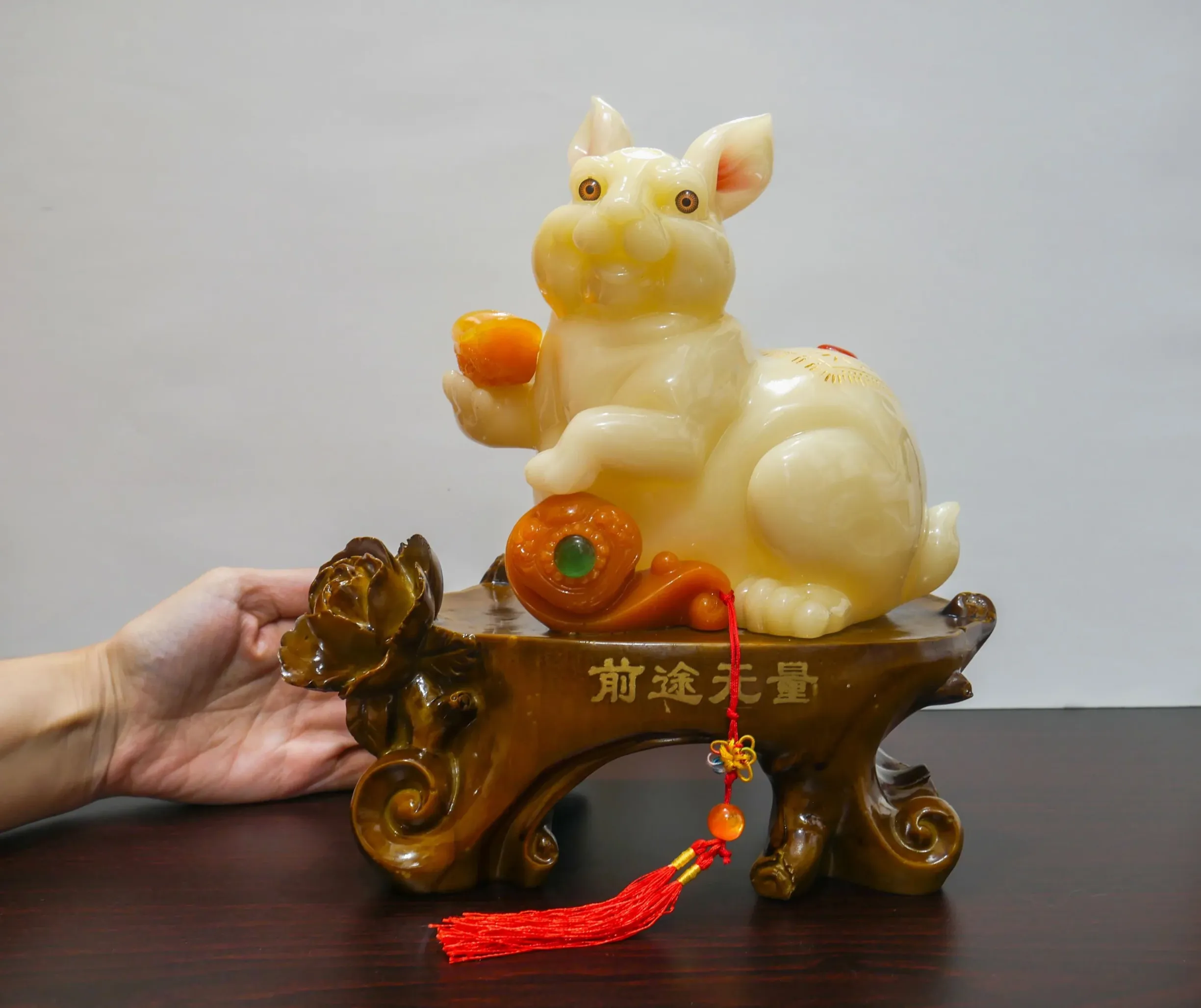Modern Chinese Style Jadeite Rabbit Figurine