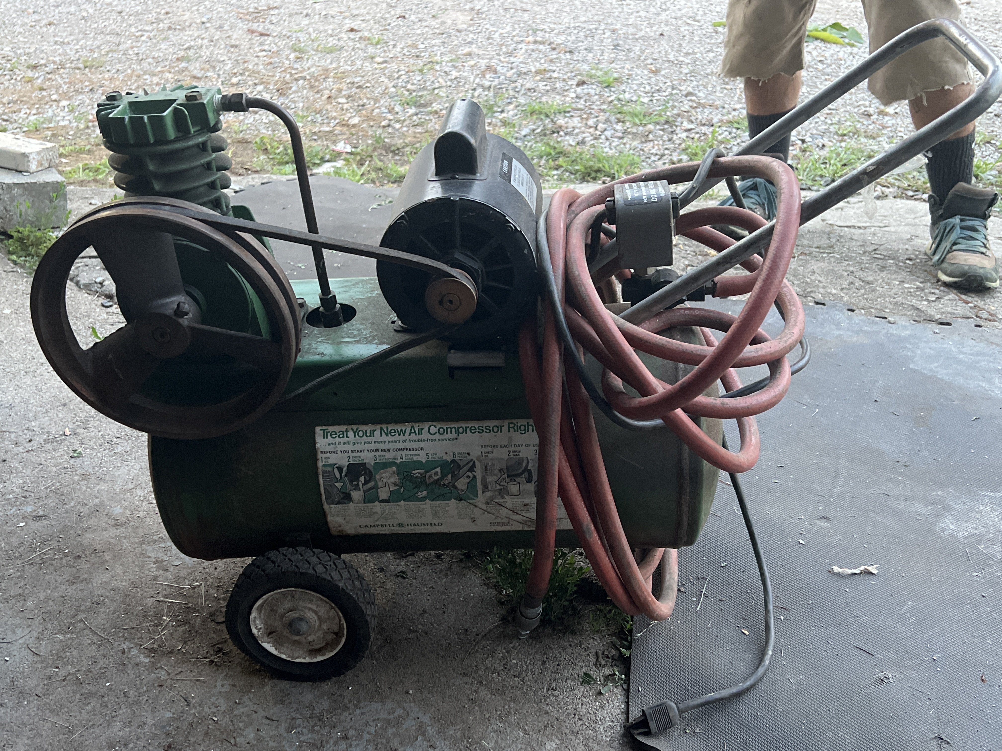 Vintage Campbell Hausfeld Cast Iron Air Compressor