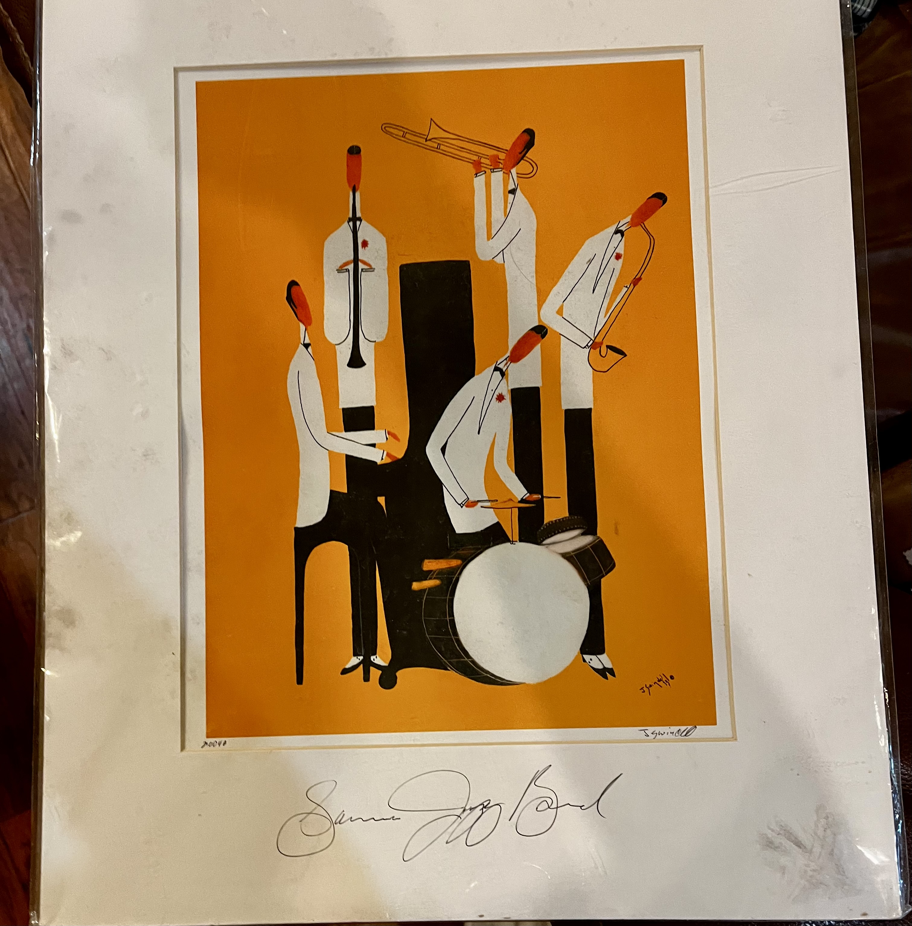 Contemporary Jazz Band Silkscreen Print by Simon Bull