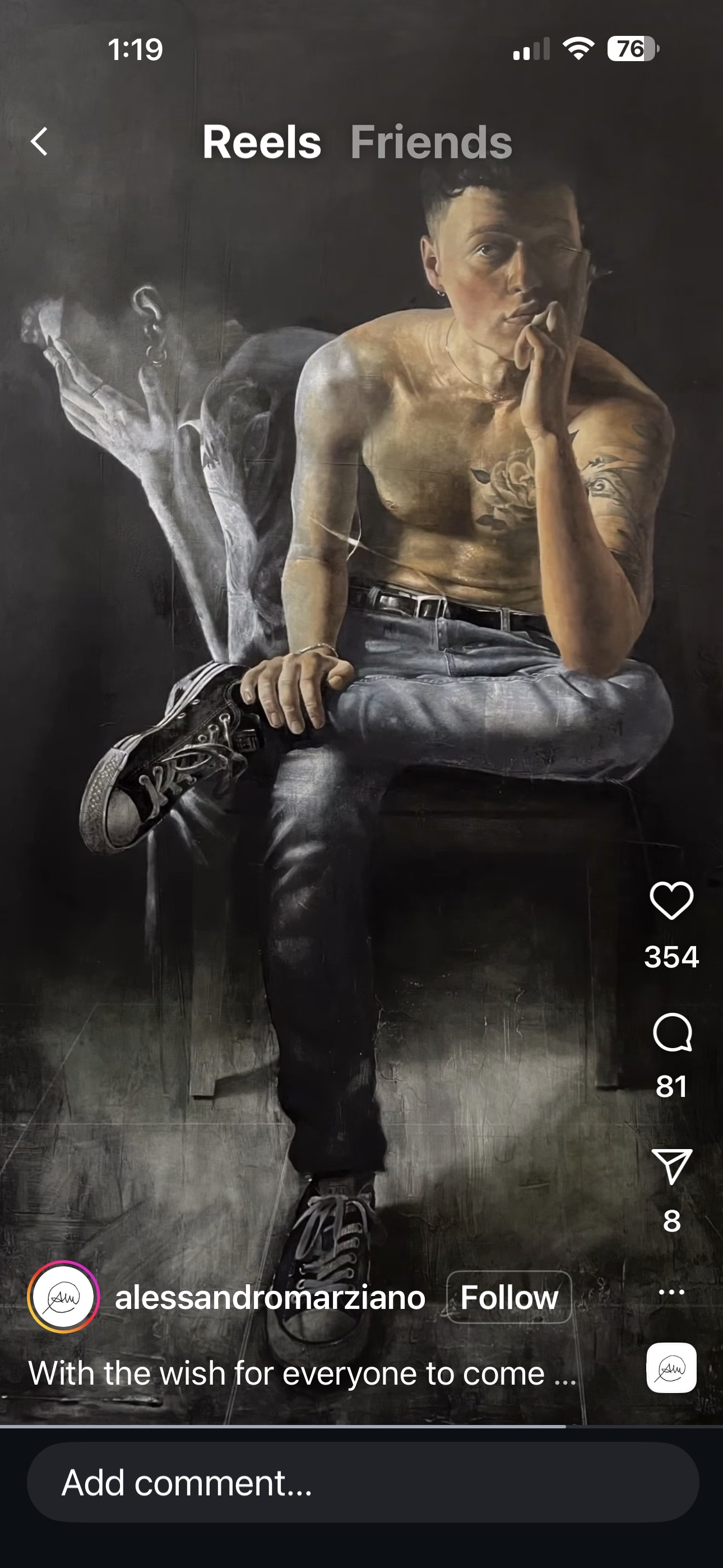 Italian Contemporary Figurative Realist Oil on Canvas (Attributed to Alessandro Marziano)