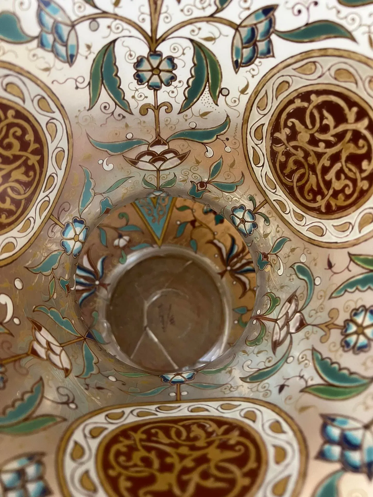 Central European Islamic Revival Period Enamel and Gilt Glass Vase thumbnail 4