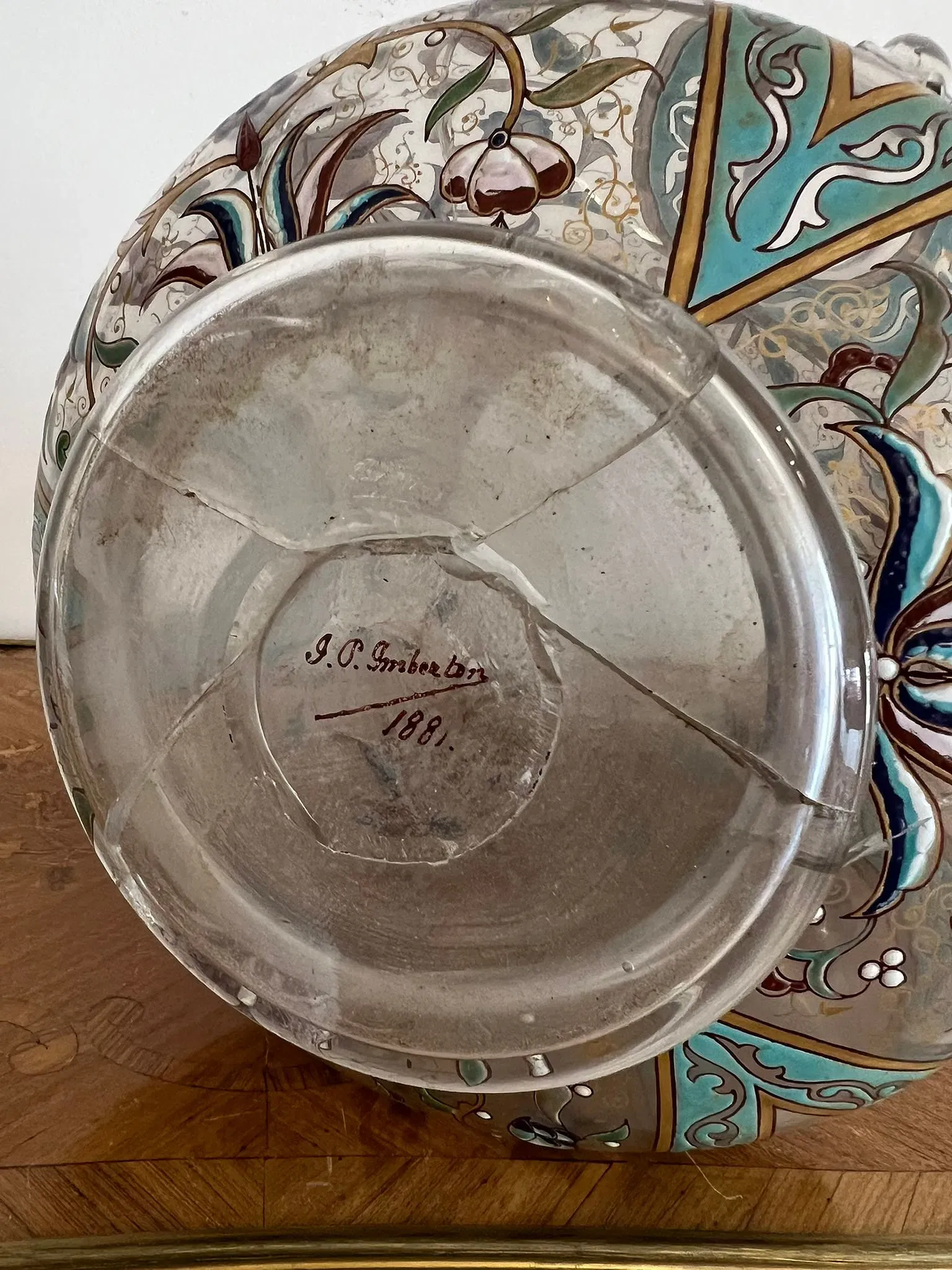 Central European Islamic Revival Period Enamel and Gilt Glass Vase thumbnail 6