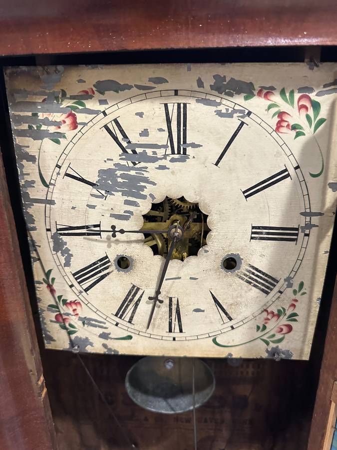 American Empire Period Mahogany Ogee Shelf Clock, 30-Hour, by Jerome & Co. thumbnail 4