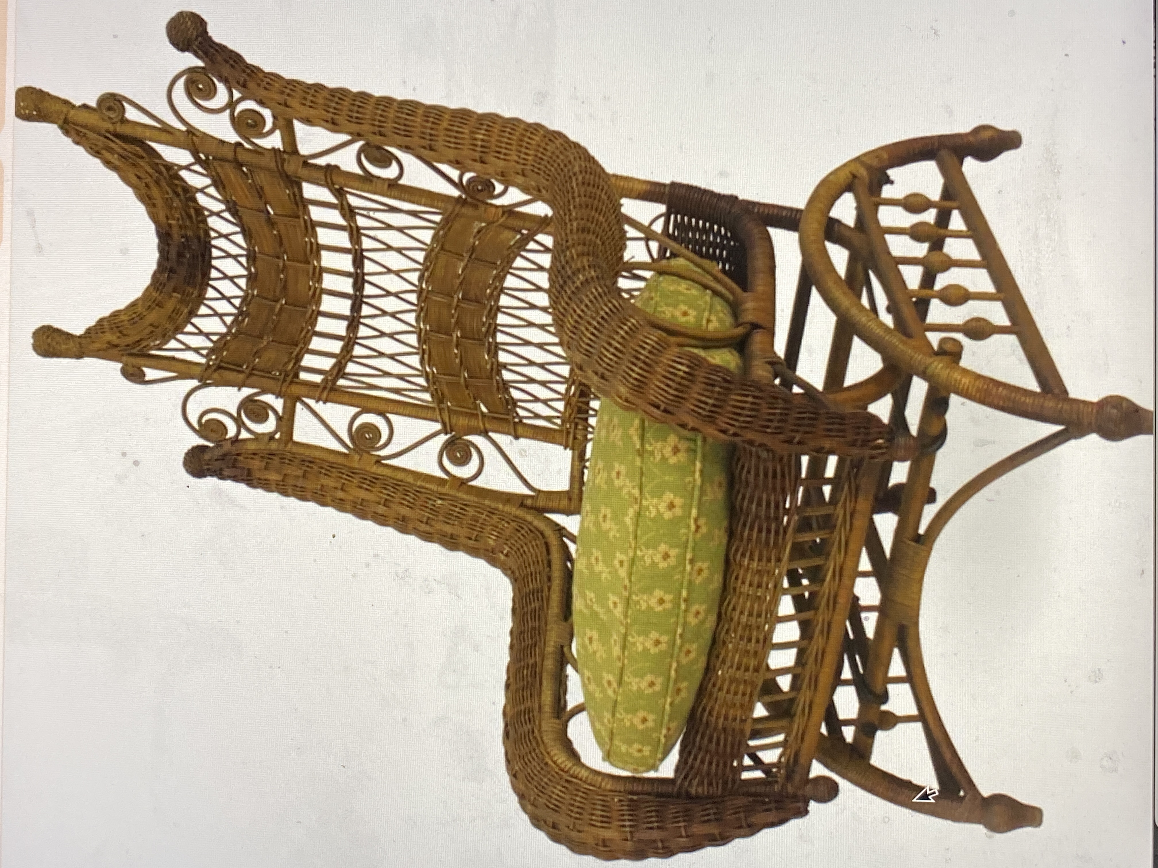 American Victorian Style Wicker High-Back Armchair