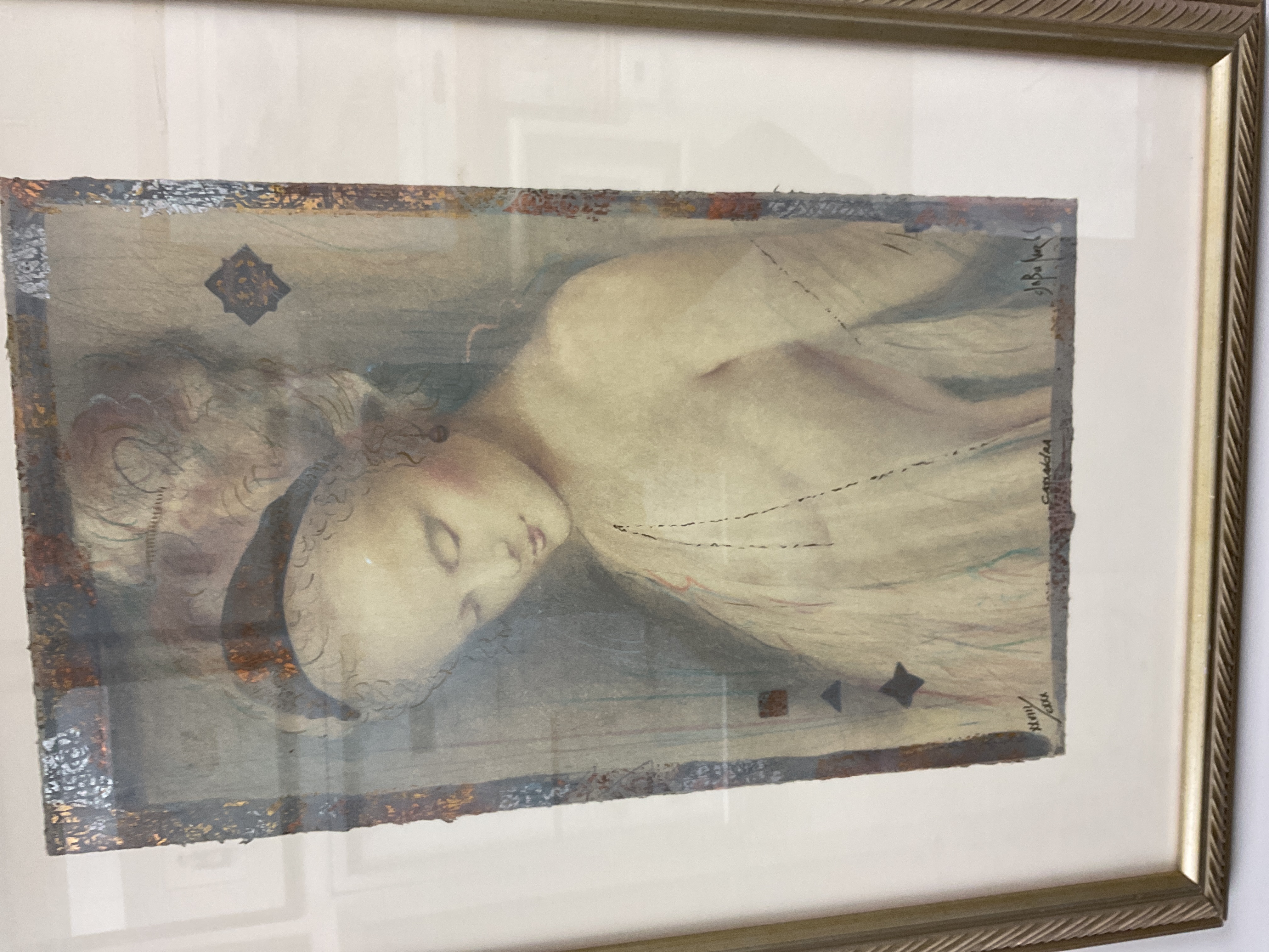 Contemporary Romanticist Mixed Media Portrait by Graciela Rodo Boulanger