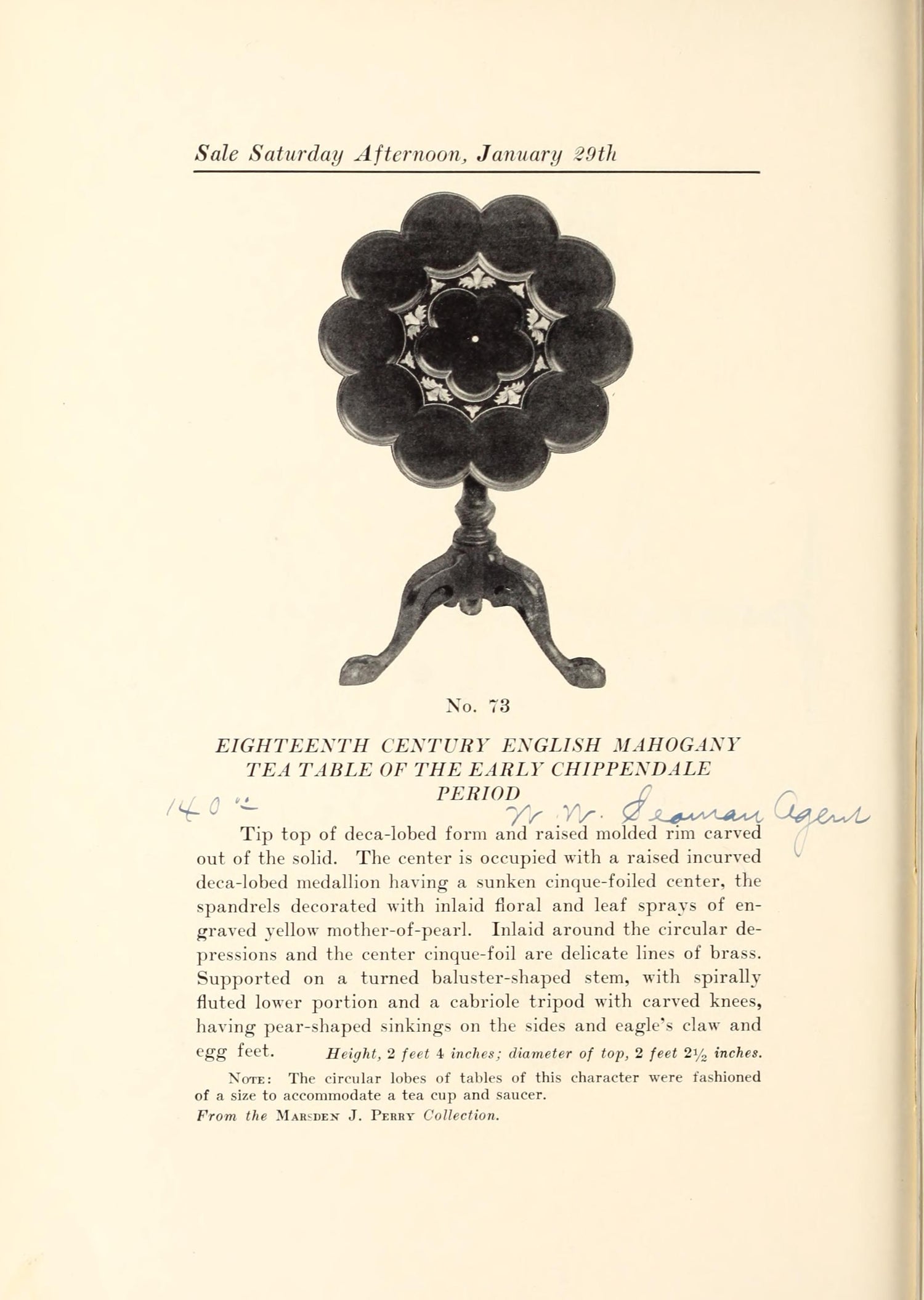 Brass and Mother of Pearl Inlaid Tripod Table in the Manner of Frederick Hintz thumbnail 8