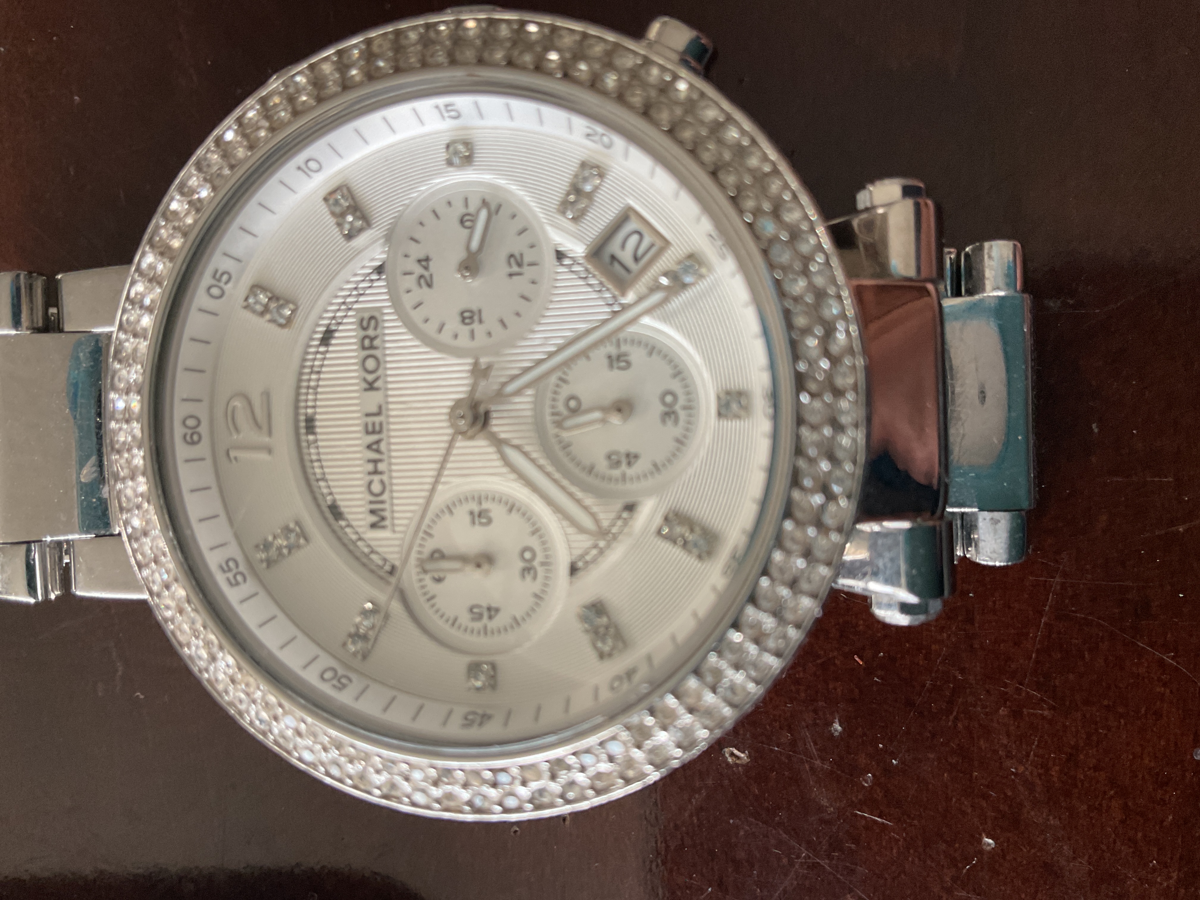 Michael Kors Crystal-Accented Stainless Steel Chronograph Wristwatch