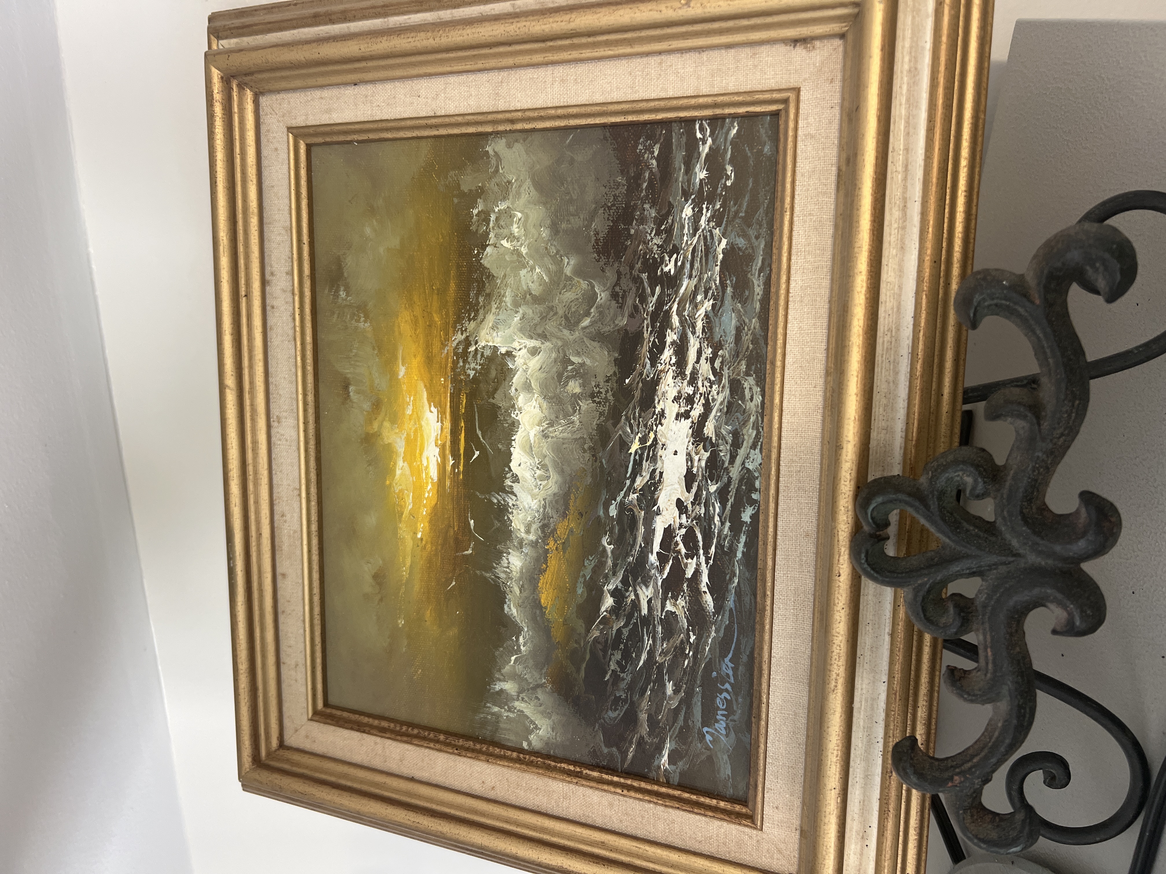 Mid-Century Coastal Seascape Oil on Canvas Panel (signed 'Jamesen')