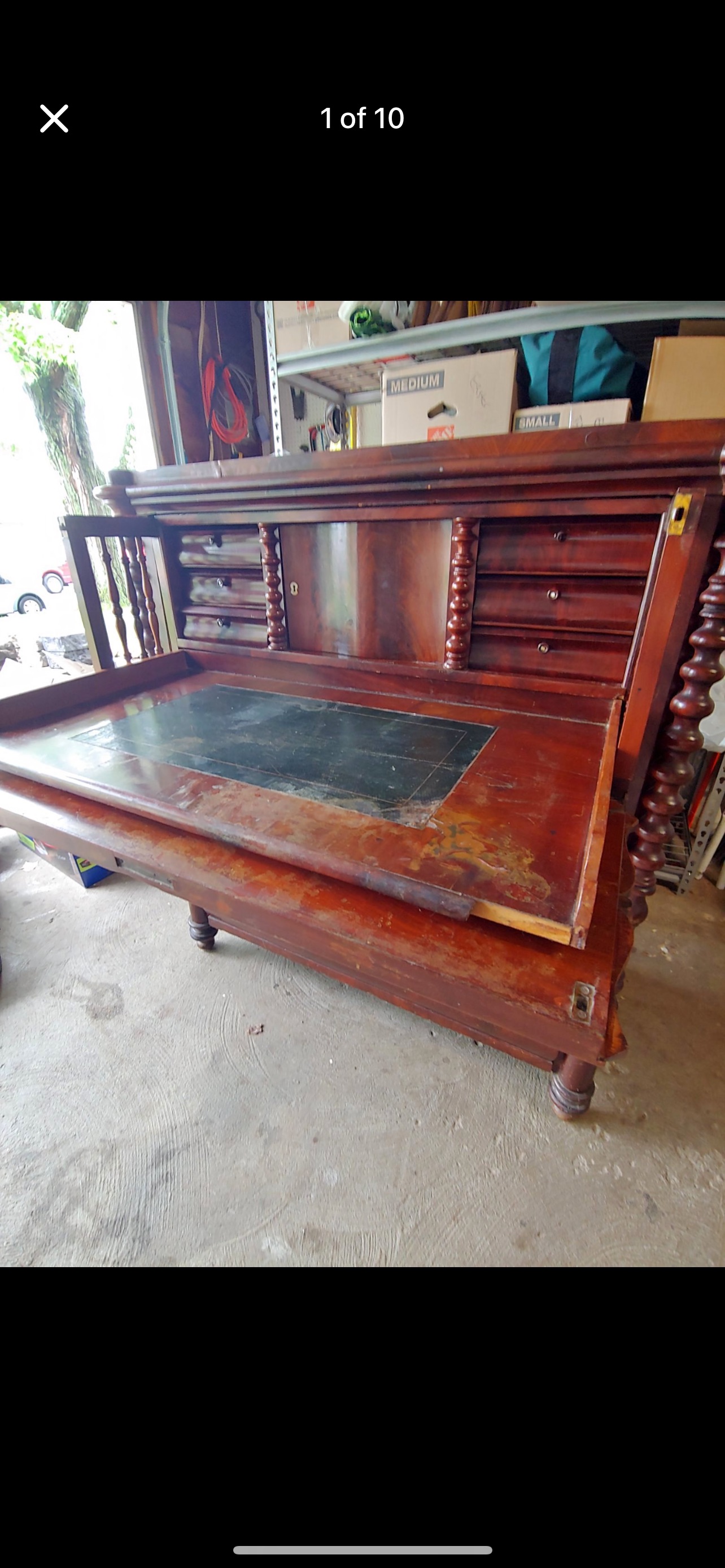 American Victorian Period Mahogany Drop-Front Secretary Desk
