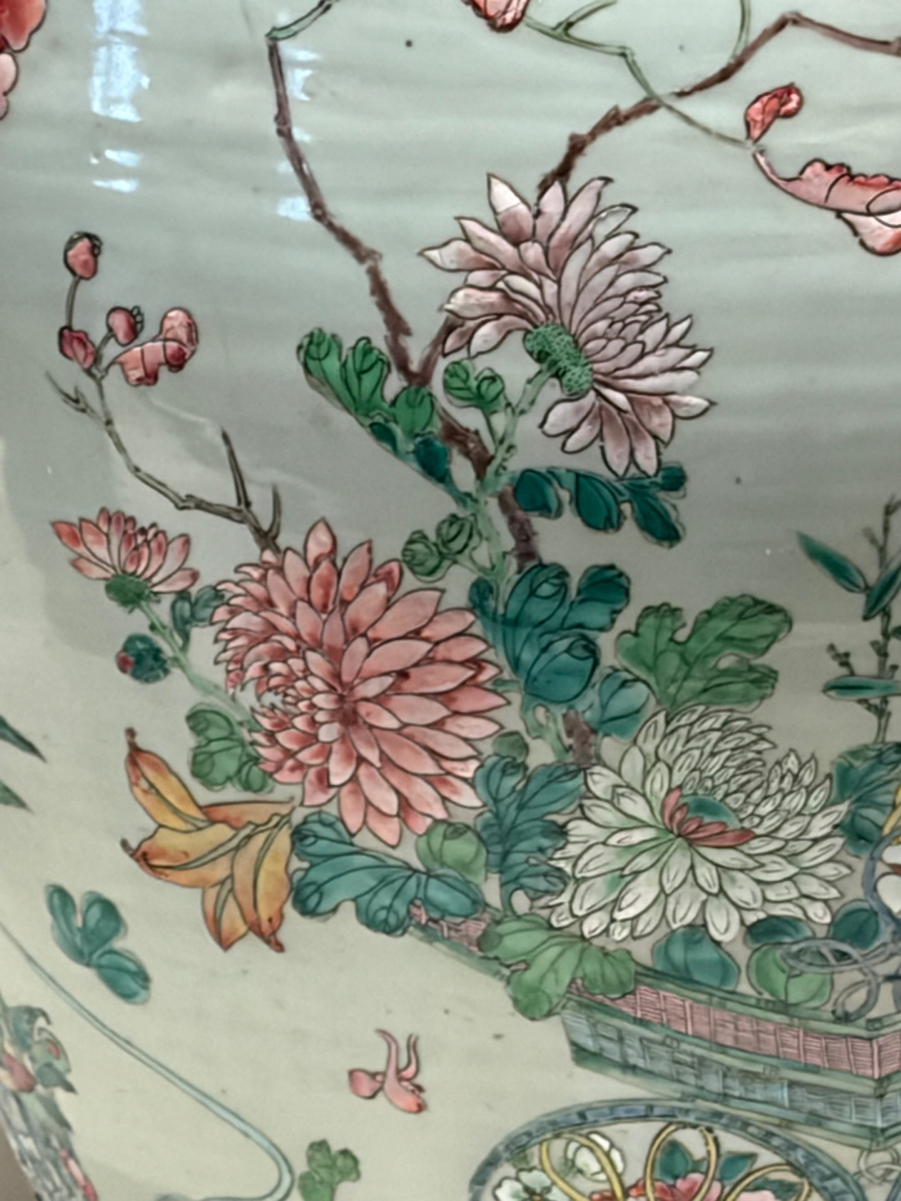 Chinese Famille Rose Style Porcelain Covered Temple Jar with Buddhist Lion Finial thumbnail 2
