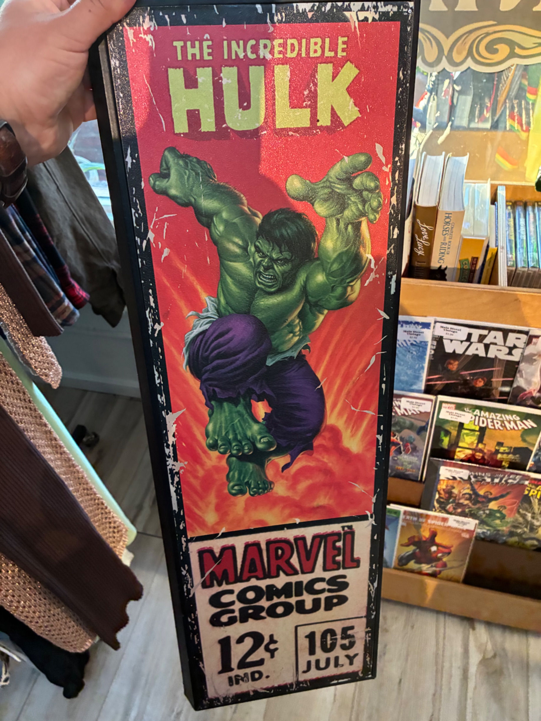 Modern Reproduction Marvel Comic Sign featuring Incredible Hulk