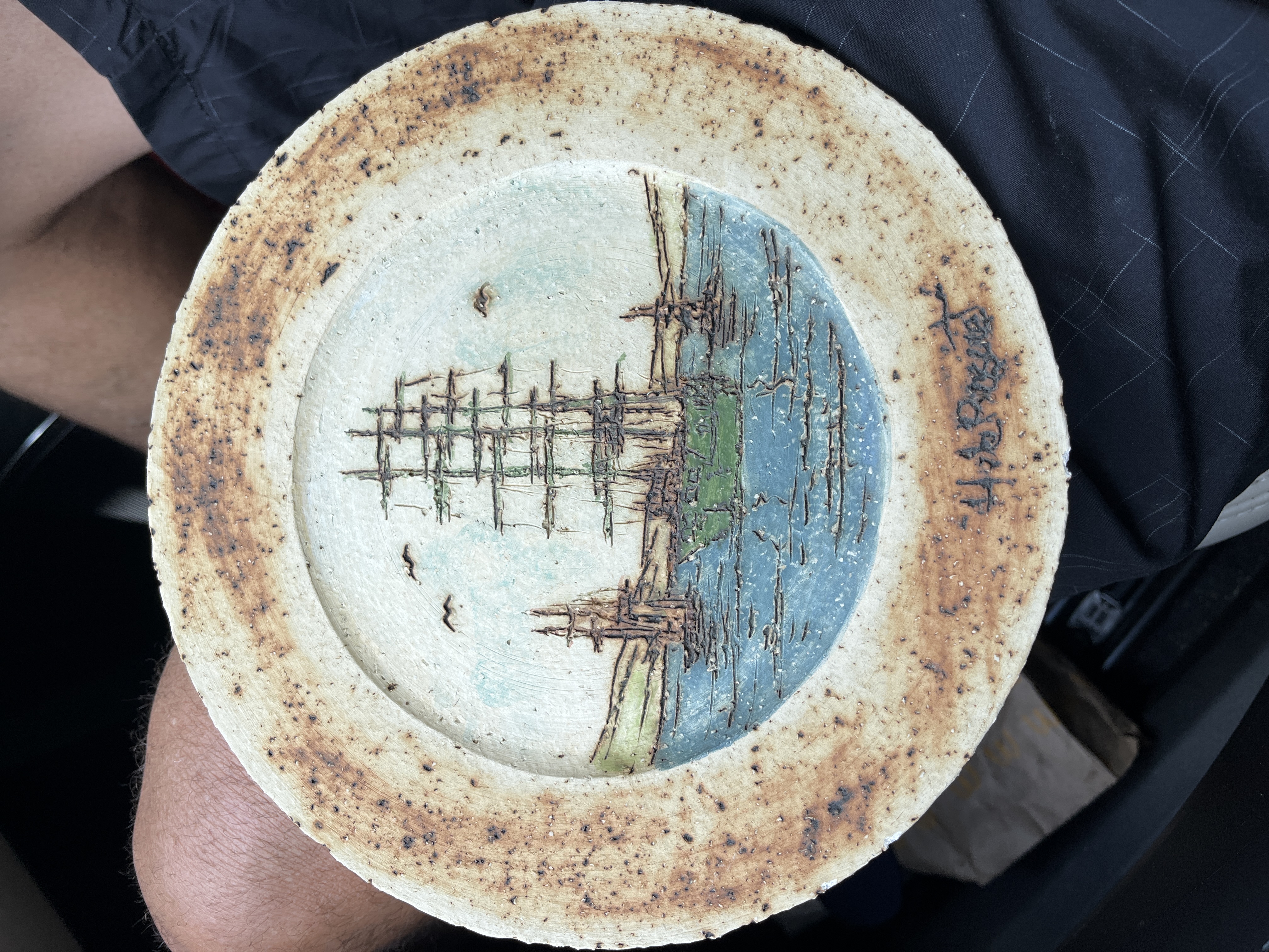 Mid-20th Century Nautical Scene Textured Ceramic Plaque