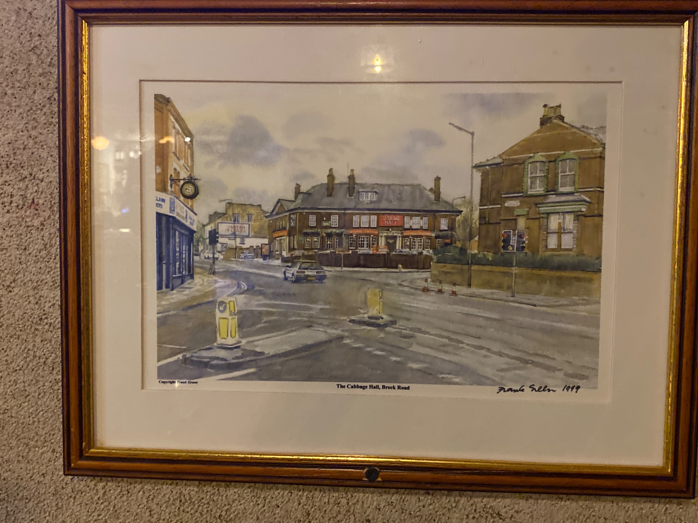 Contemporary British Watercolor Print – The Cabbage Hall, Breck Road by Frank Selby (1999)