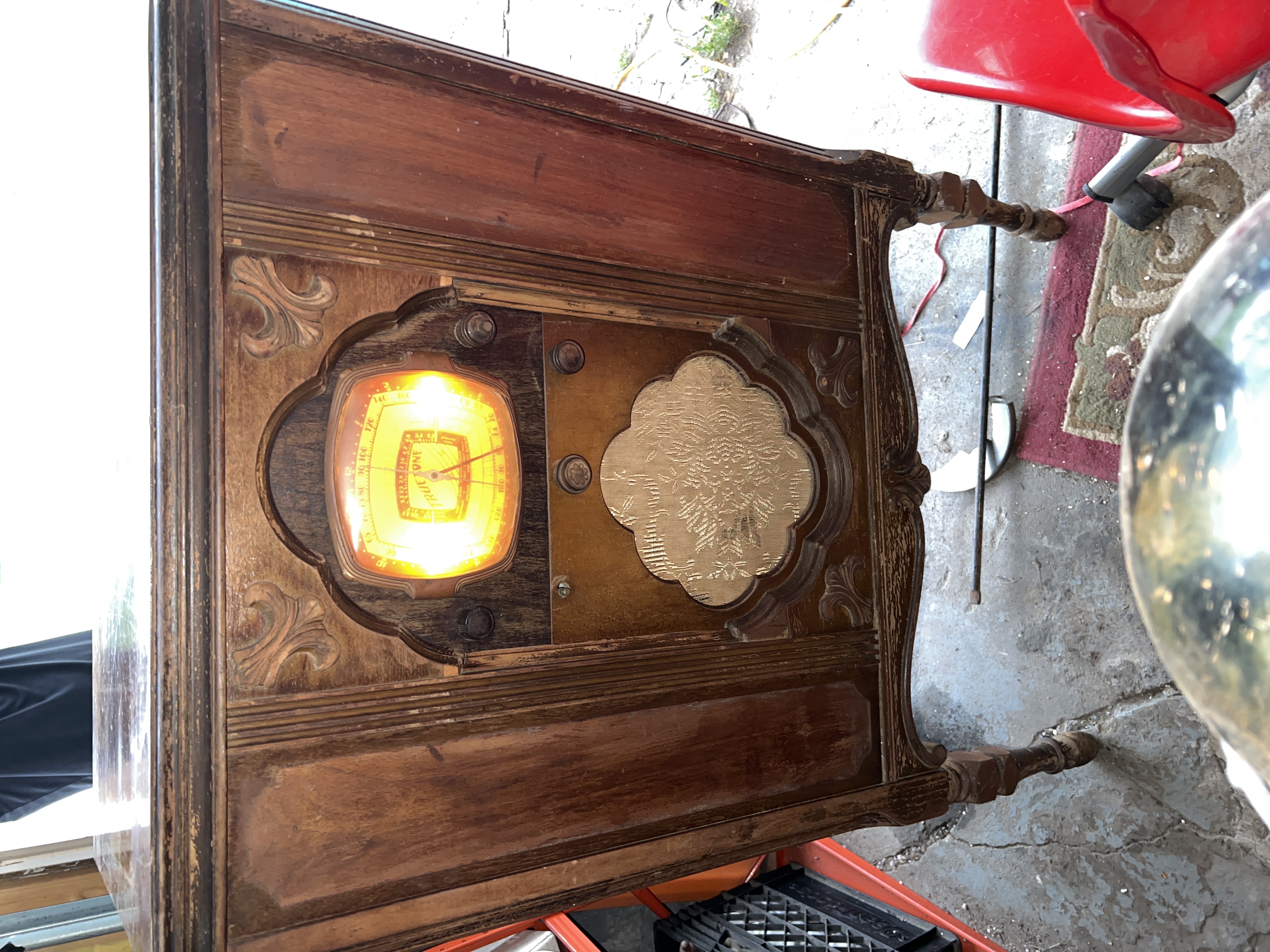 Art Deco Walnut Floor Model Tube Radio