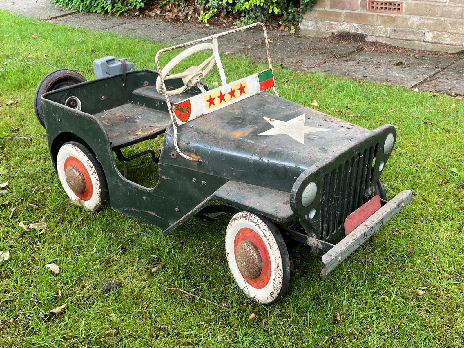Mid-20th Century Tinplate Military Jeep Pedal Car