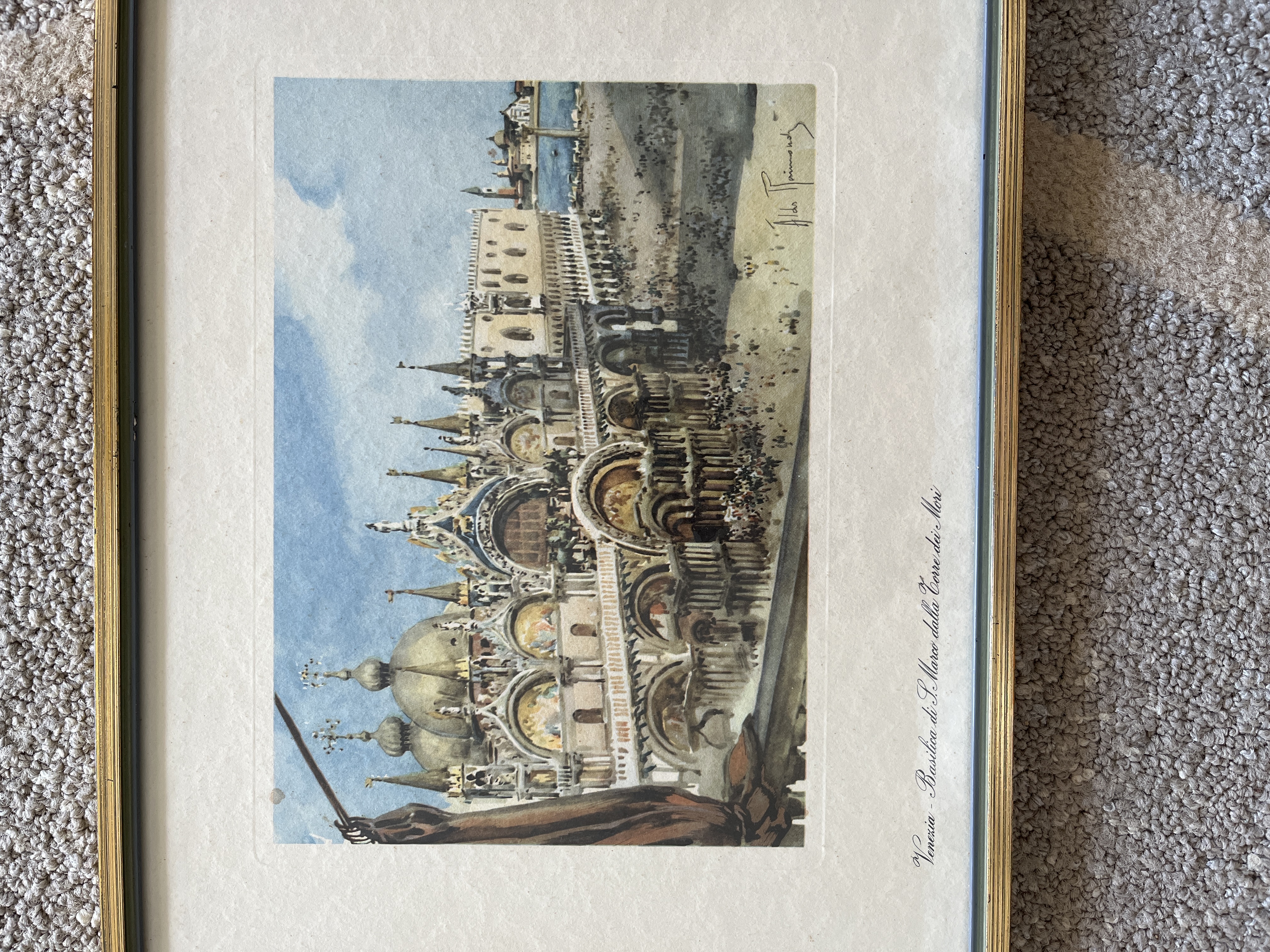 Venetian Watercolor Print of Basilica di San Marco by Attilio Simonetti