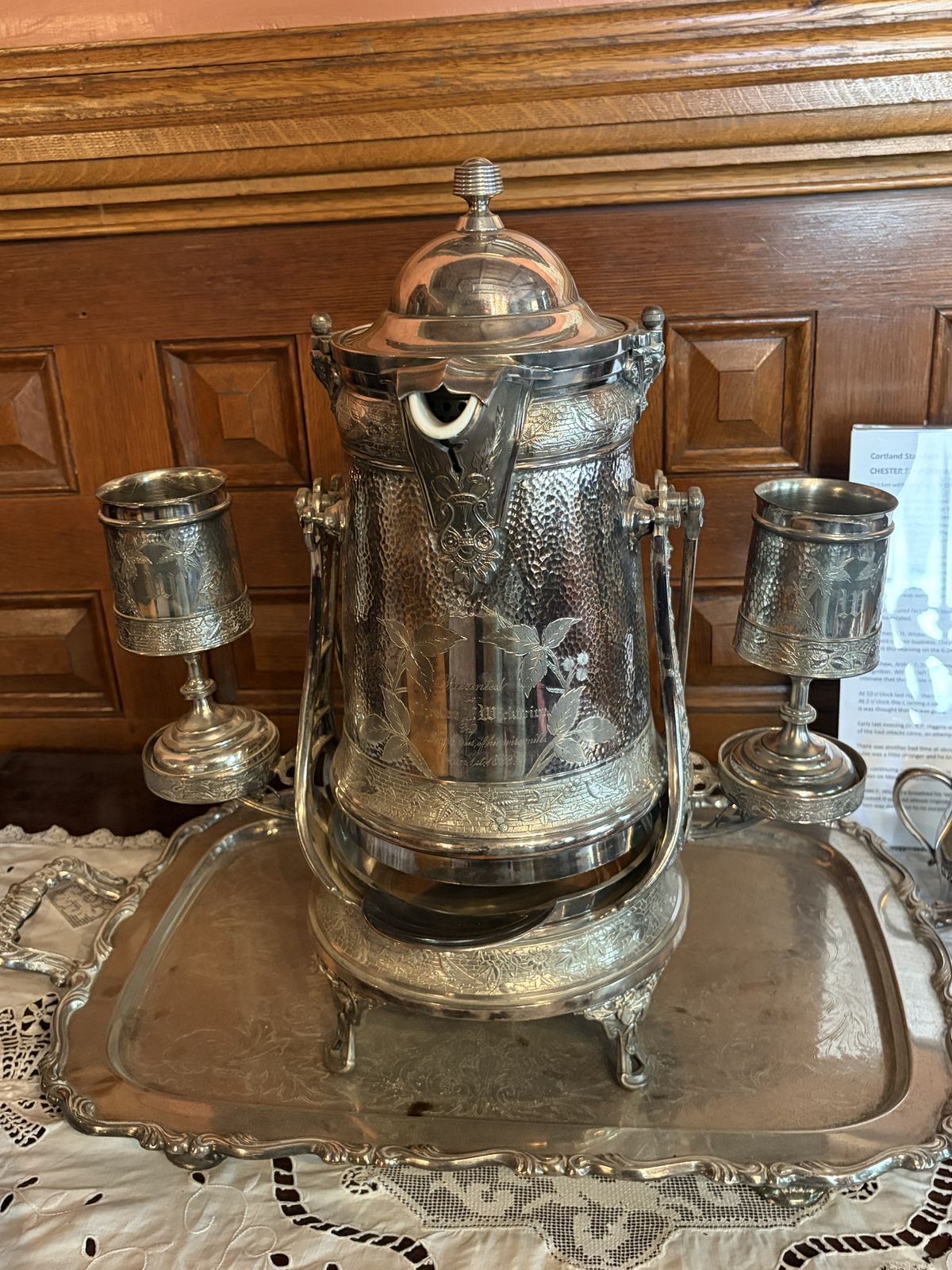 American Aesthetic Movement Period Silver-Plated Tilting Ice Water Pitcher Set thumbnail