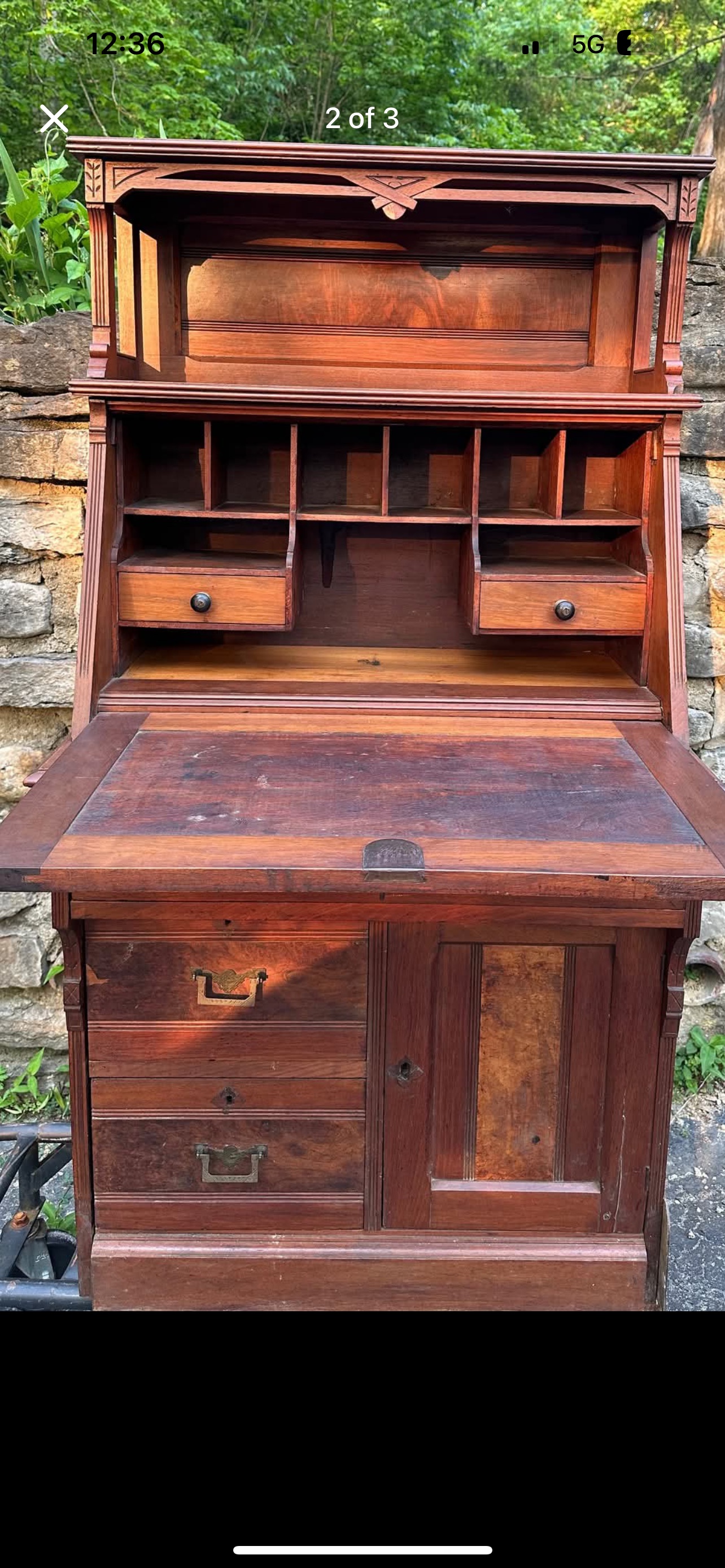 American Eastlake Period Walnut Drop-Front Secretary Desk