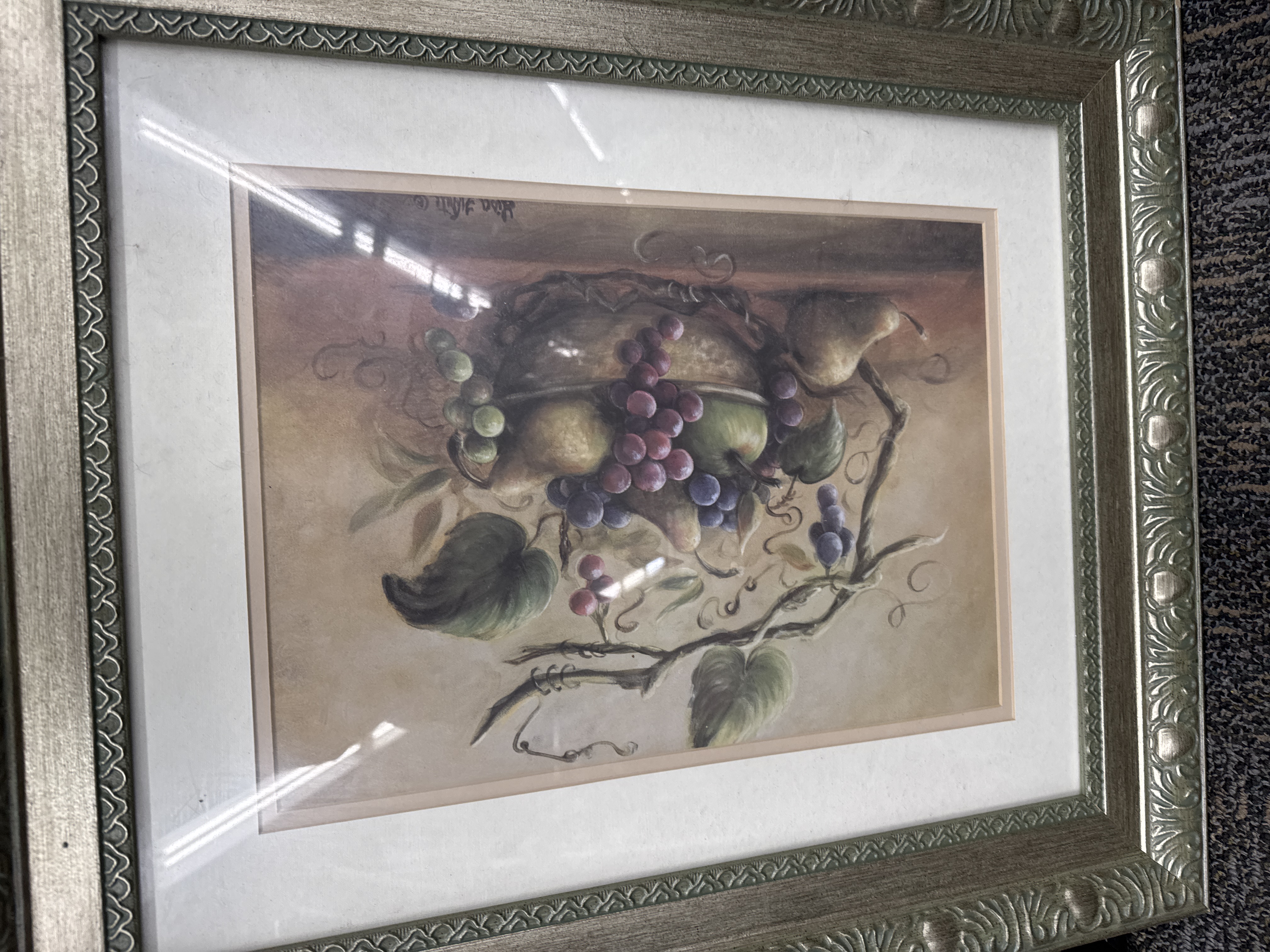 Contemporary Still Life with Grapes and Pears