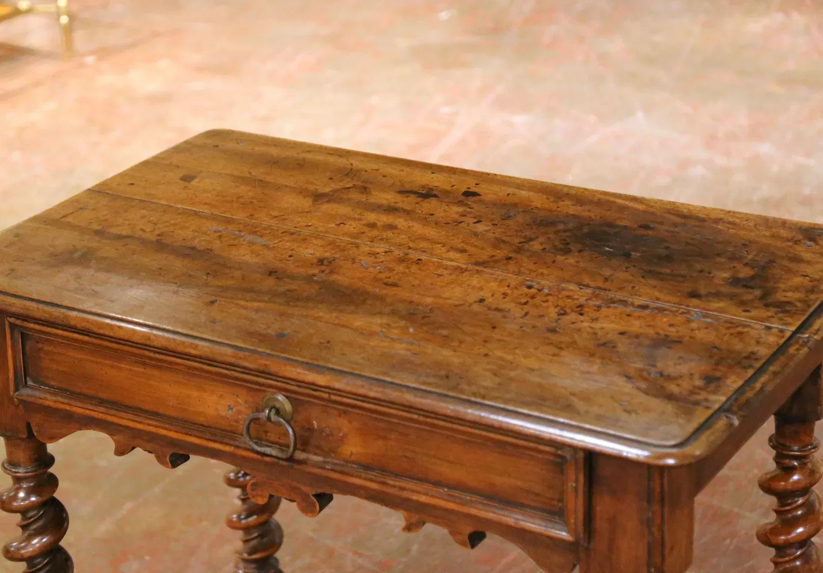 English George III Oak and Fruitwood Turned-Base Side Table thumbnail 6